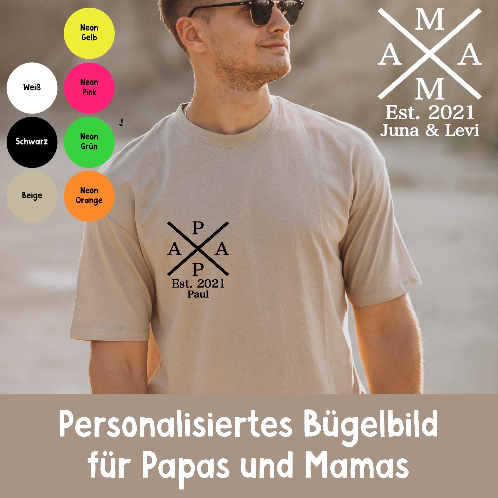 Bügelbild | Papa | Mama | Initialen | Geschenk DIY Shirt / Hoodie | Geschenk Vatertag Muttertag | Bügelbild Vater