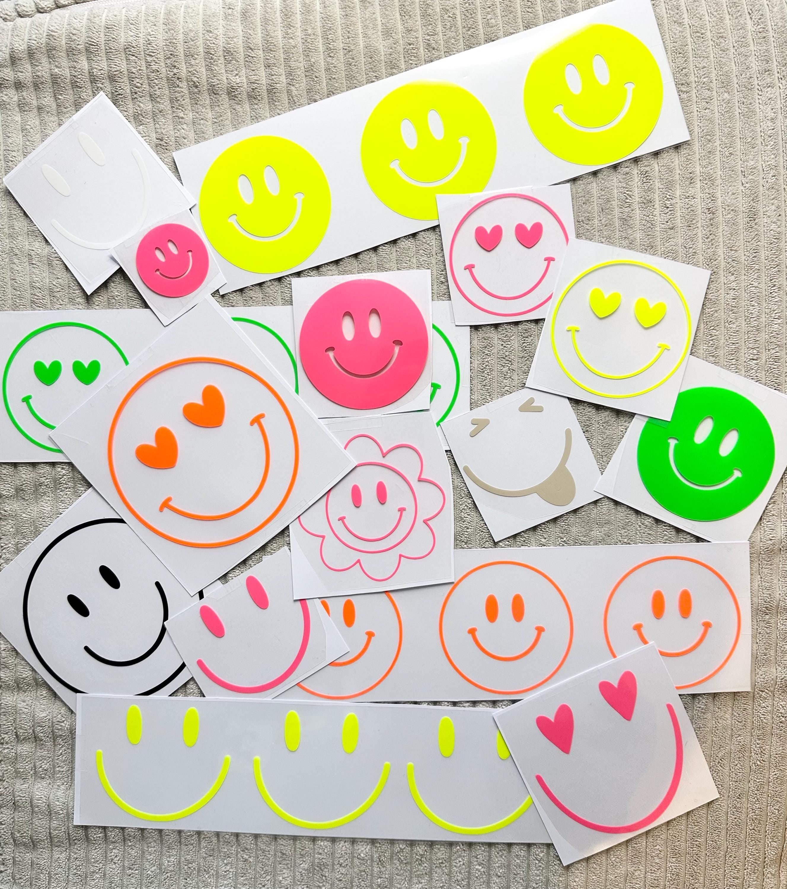 Bügelbilder SMILEY XXL | Neonfarben | verschiedene Größen | Smile | Bügelpatch | Smiley zum aufbügeln | Beige | Retro | Smiley Gesicht