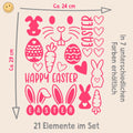 Bügelbild | Ostern | 21 Motive | Osterhase | Osterei | Happy Easter | Neon | Beige | zum aufbügeln | Bügelbilder Set