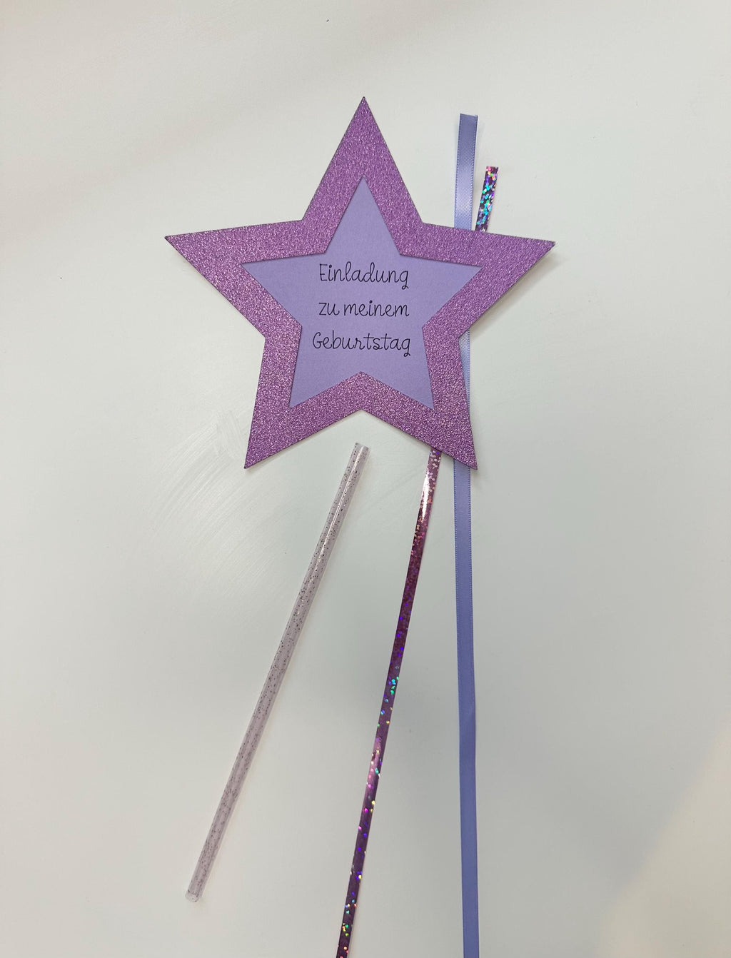 Einladungskarten | Zauberstab | Stern Einladungskarte | Glitzer Einladung | Kindergeburtstag | Prinzessin | Handgemachte Einladungskarten