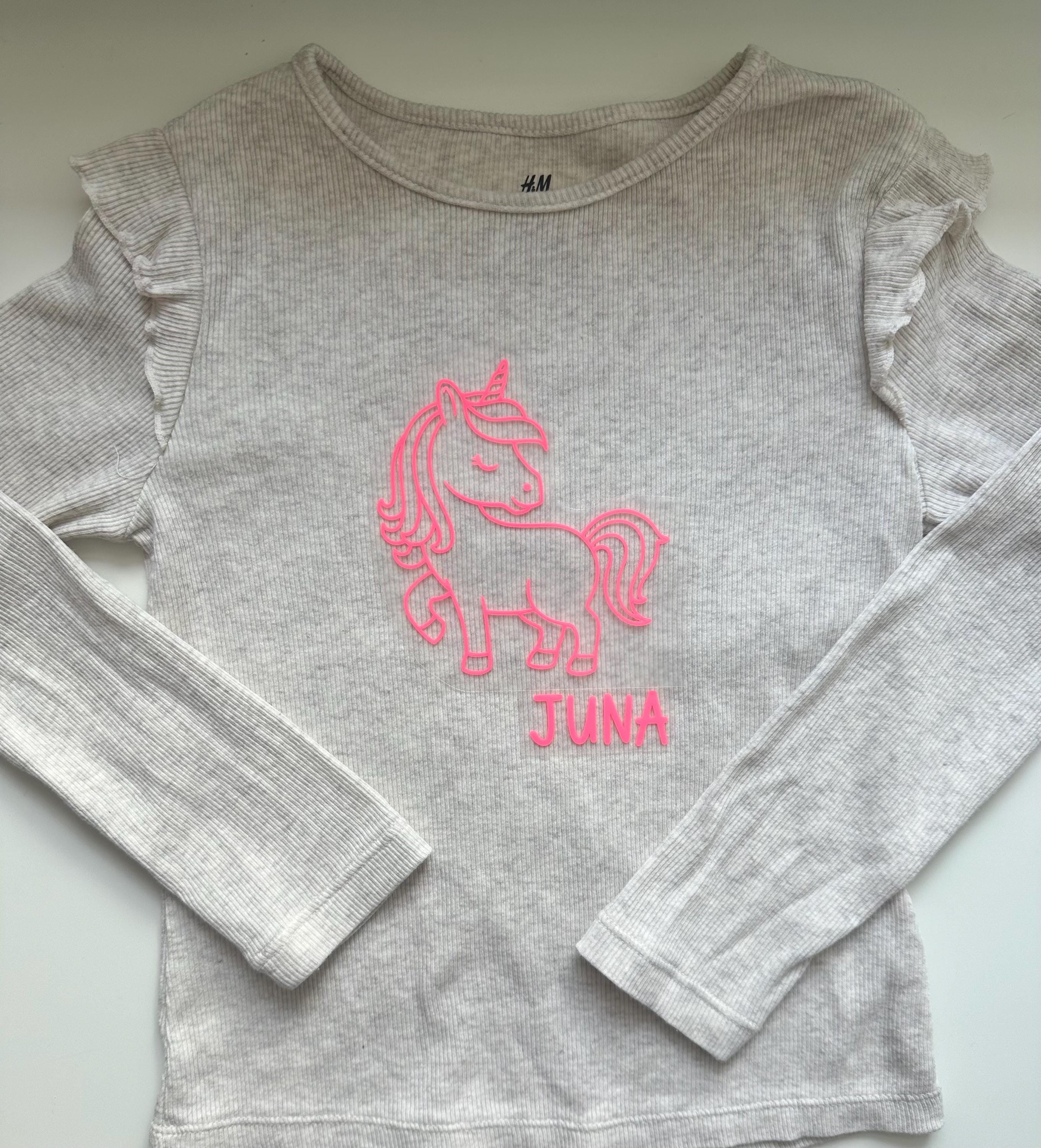 Bügelbilder Einhörner Set | Einhorn | Neonfarben | Einhorn Bügelbild | Zauberstab | Kindergeburtstag | Namen zum aufbügeln | Herzen