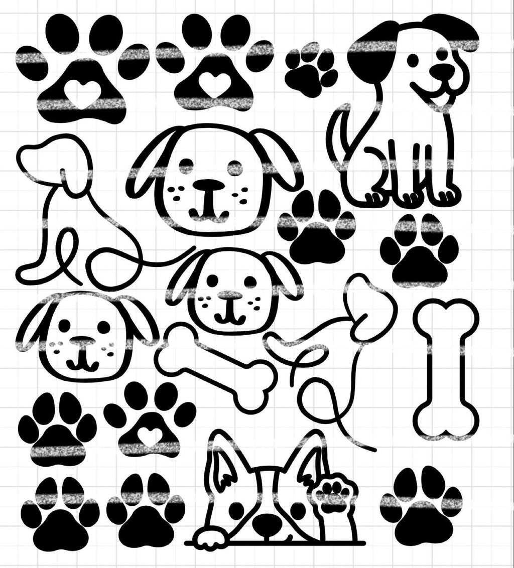 Bügelbilder Set Hunde | Hund | Neonfarben | Hund Bügelbild | Silouette | Dog Lover | Wunschtext / Namen zum aufbügeln | Pfote | Hundeknochen