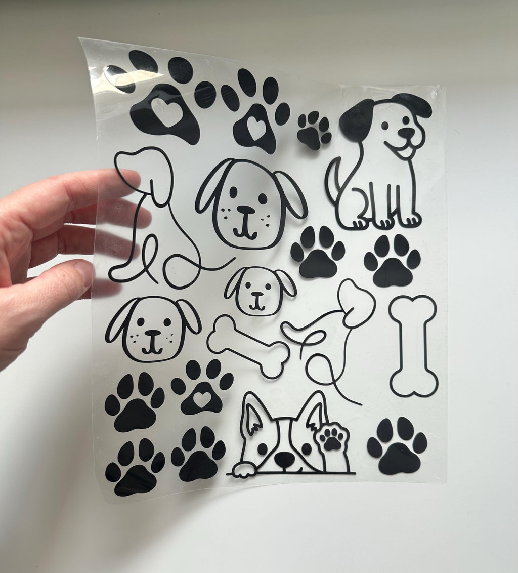 Bügelbilder Set Hunde | Hund | Neonfarben | Hund Bügelbild | Silouette | Dog Lover | Wunschtext / Namen zum aufbügeln | Pfote | Hundeknochen