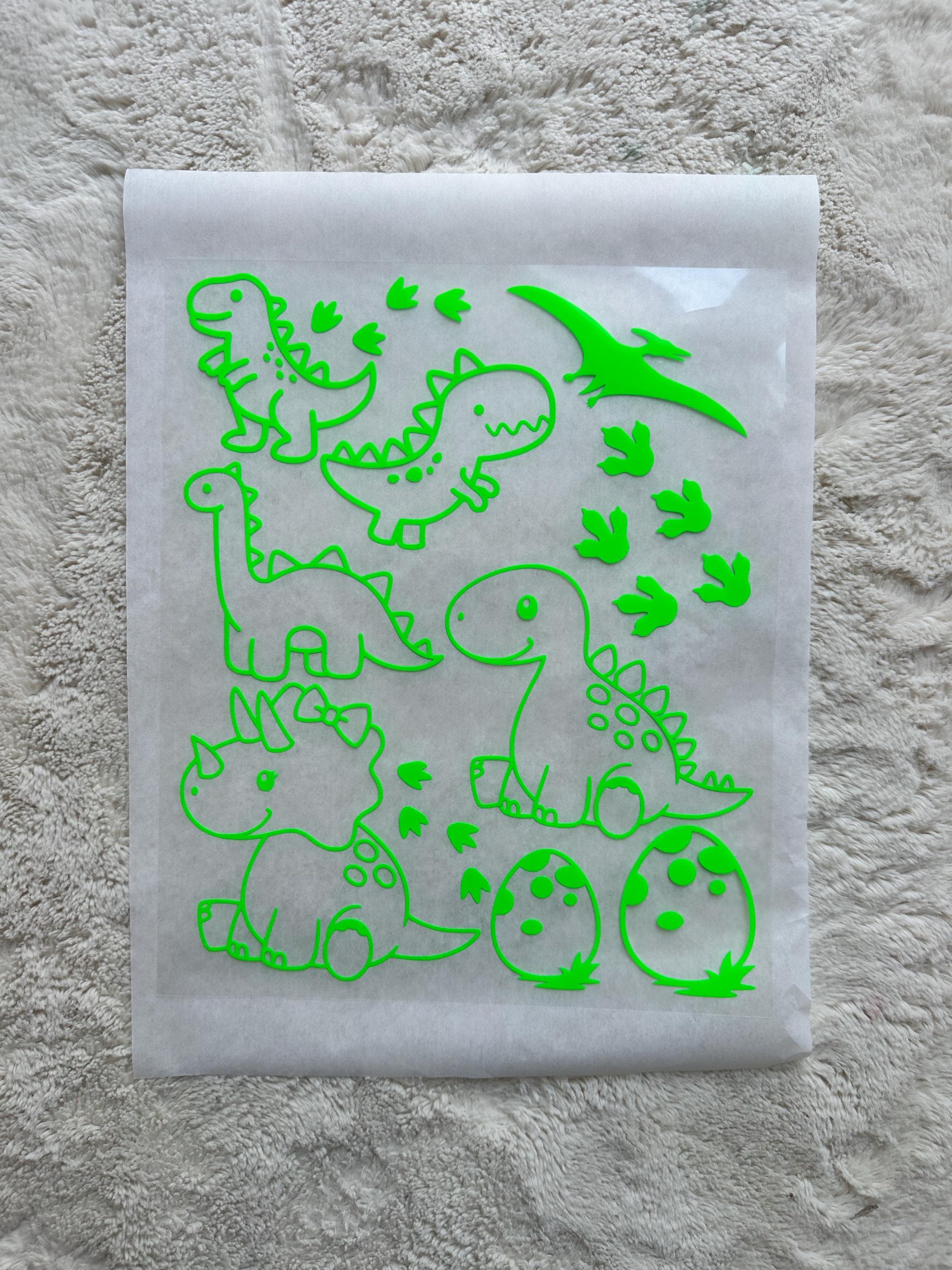Bügelbilder Dino Set | Dinosaurier | Neonfarben | Dino Bügelbild | Dino Spuren | Kindergeburtstag | Namen zum aufbügeln | Dino Party