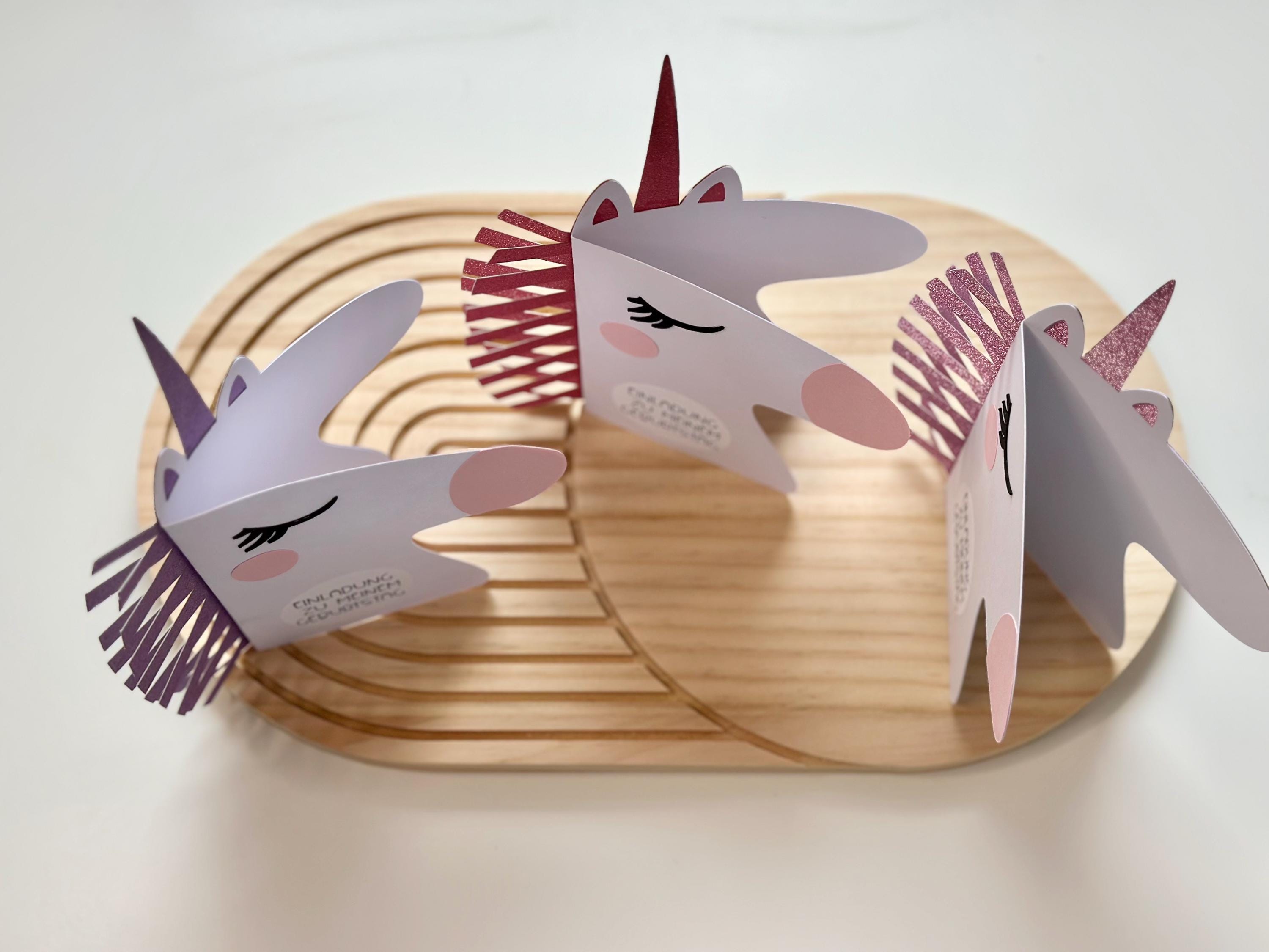 Einhorn Einladung Kindergeburtstag | DIY Bastelset oder fertig gebastelt | Einhorn Party | Einladung Mädchen | Einhorn Deko | Glitzer