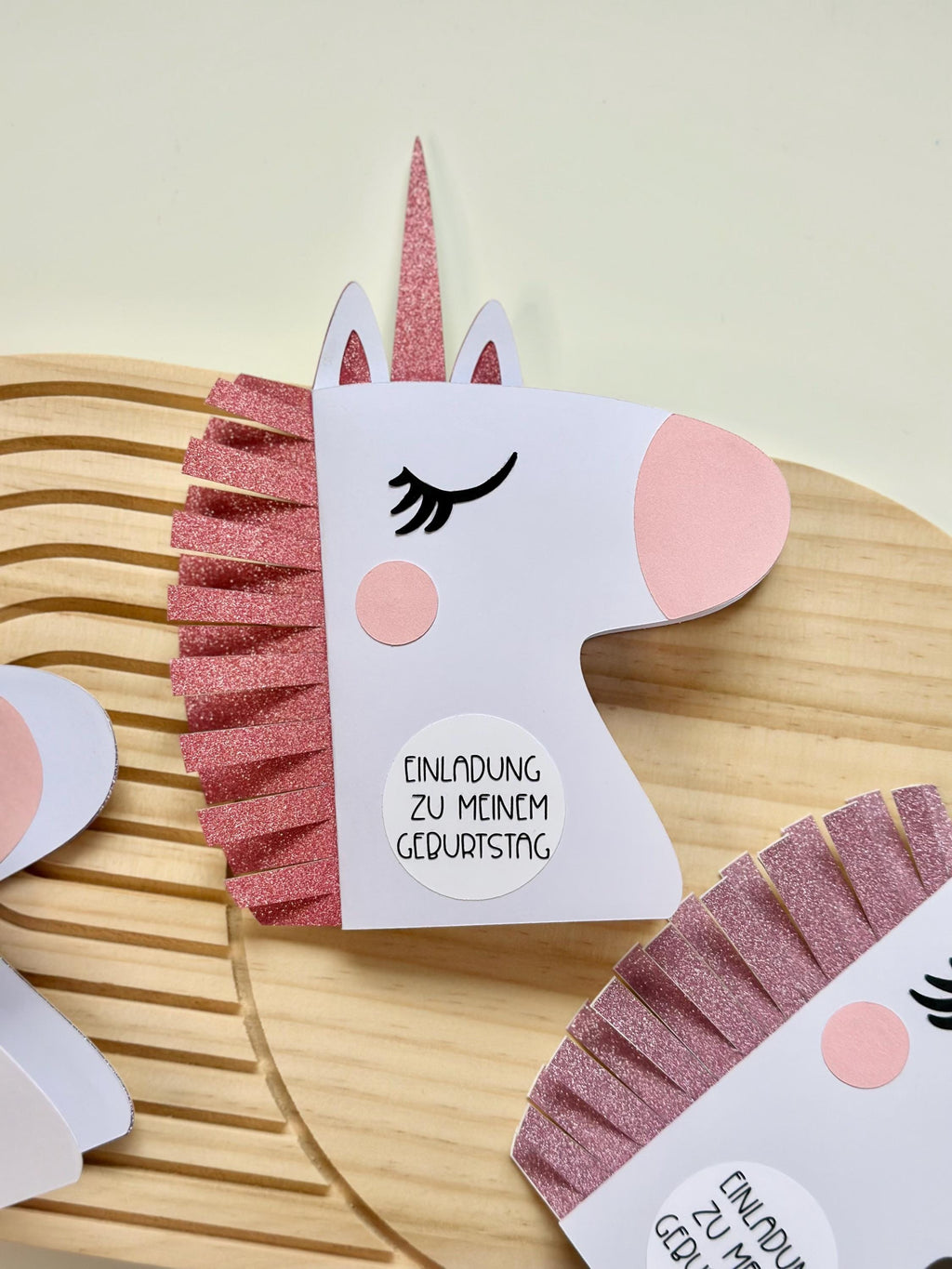 Einhorn Einladung Kindergeburtstag | DIY Bastelset oder fertig gebastelt | Einhorn Party | Einladung Mädchen | Einhorn Deko | Glitzer