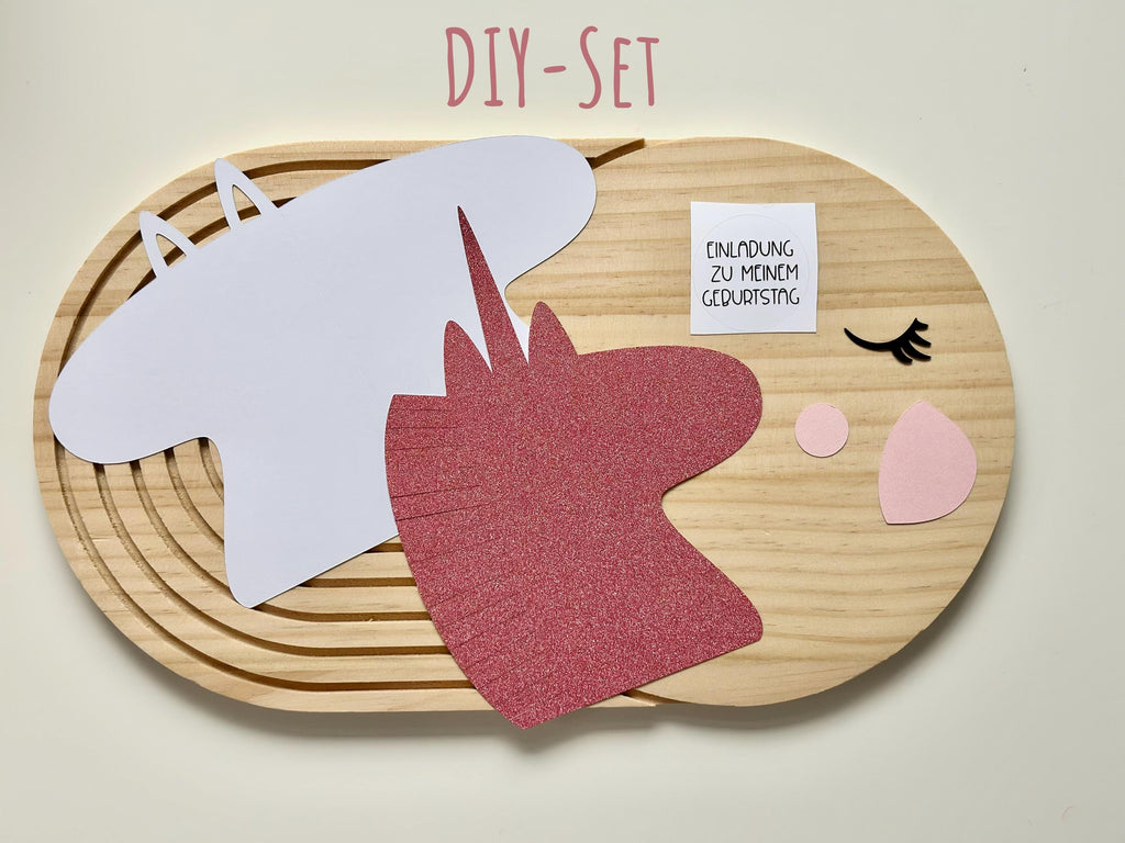 Einhorn Einladung Kindergeburtstag | DIY Bastelset oder fertig gebastelt | Einhorn Party | Einladung Mädchen | Einhorn Deko | Glitzer