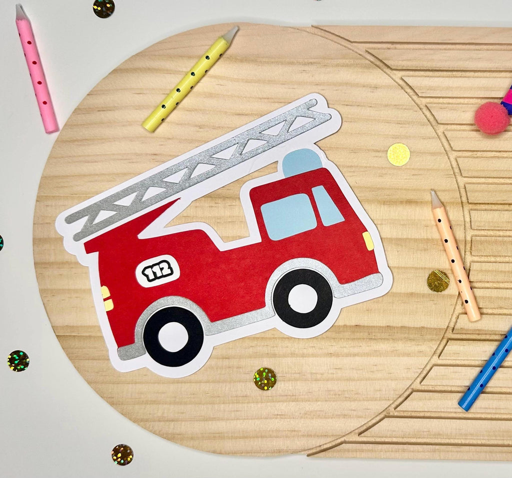 Feuerwehr Einladungskarten Set | Einladung in Feuerwehrauto Form | Kindergeburtstag | Feuerwehrparty | Handgemachte Einladungskarten