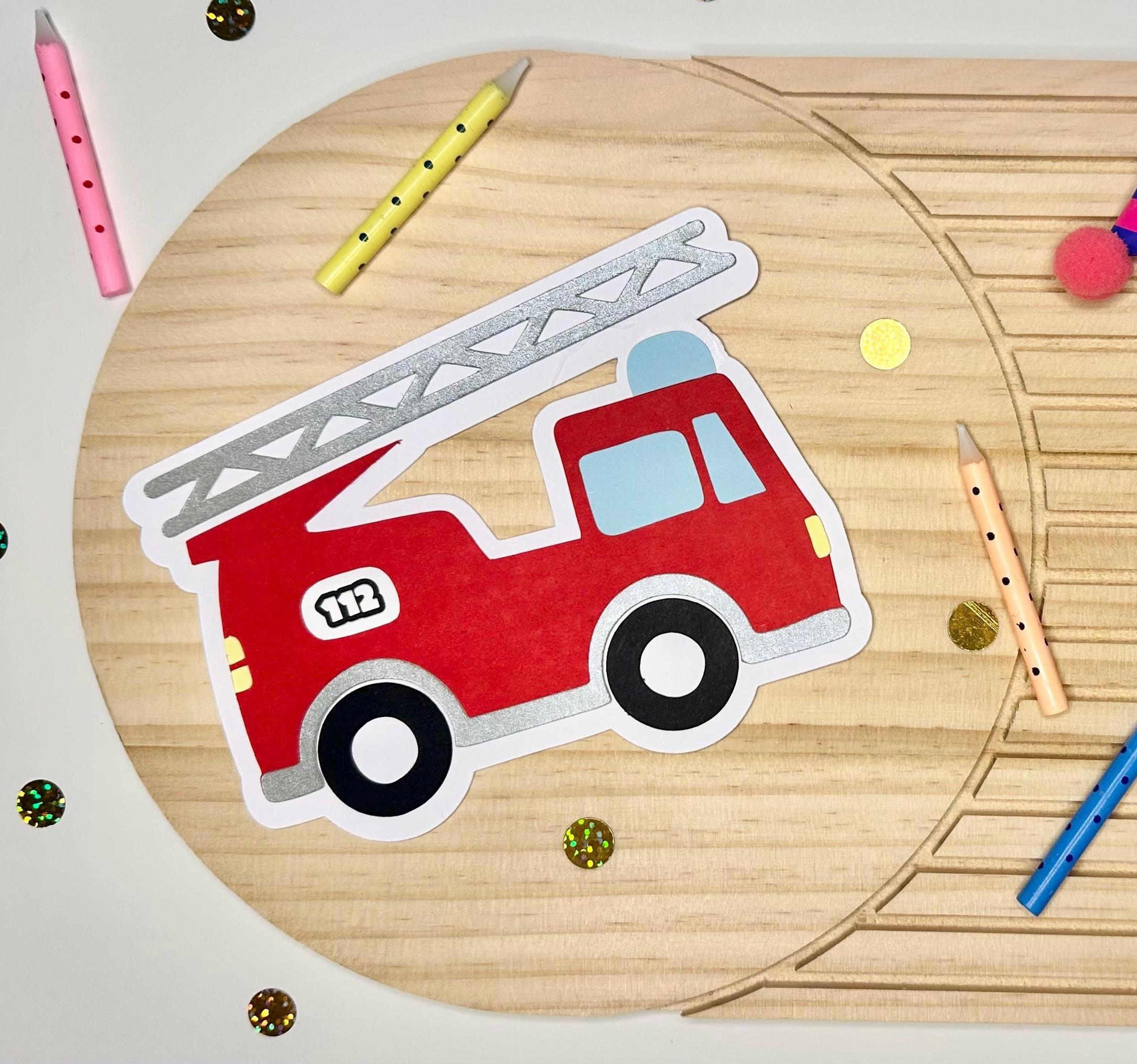 Feuerwehr Einladungskarten Set | Einladung in Feuerwehrauto Form | Kindergeburtstag | Feuerwehrparty | Handgemachte Einladungskarten