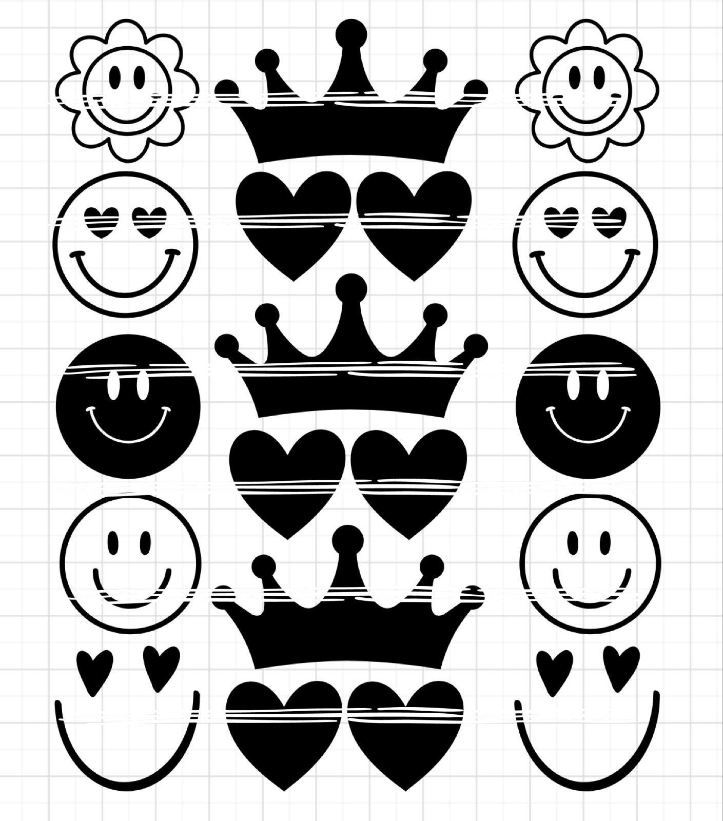 Bügelbilder SMILEY | Kronen | Herzen | Neonfarben | Namen zum aufbügeln | Bügelbilder Set | Bügelbild Smiley