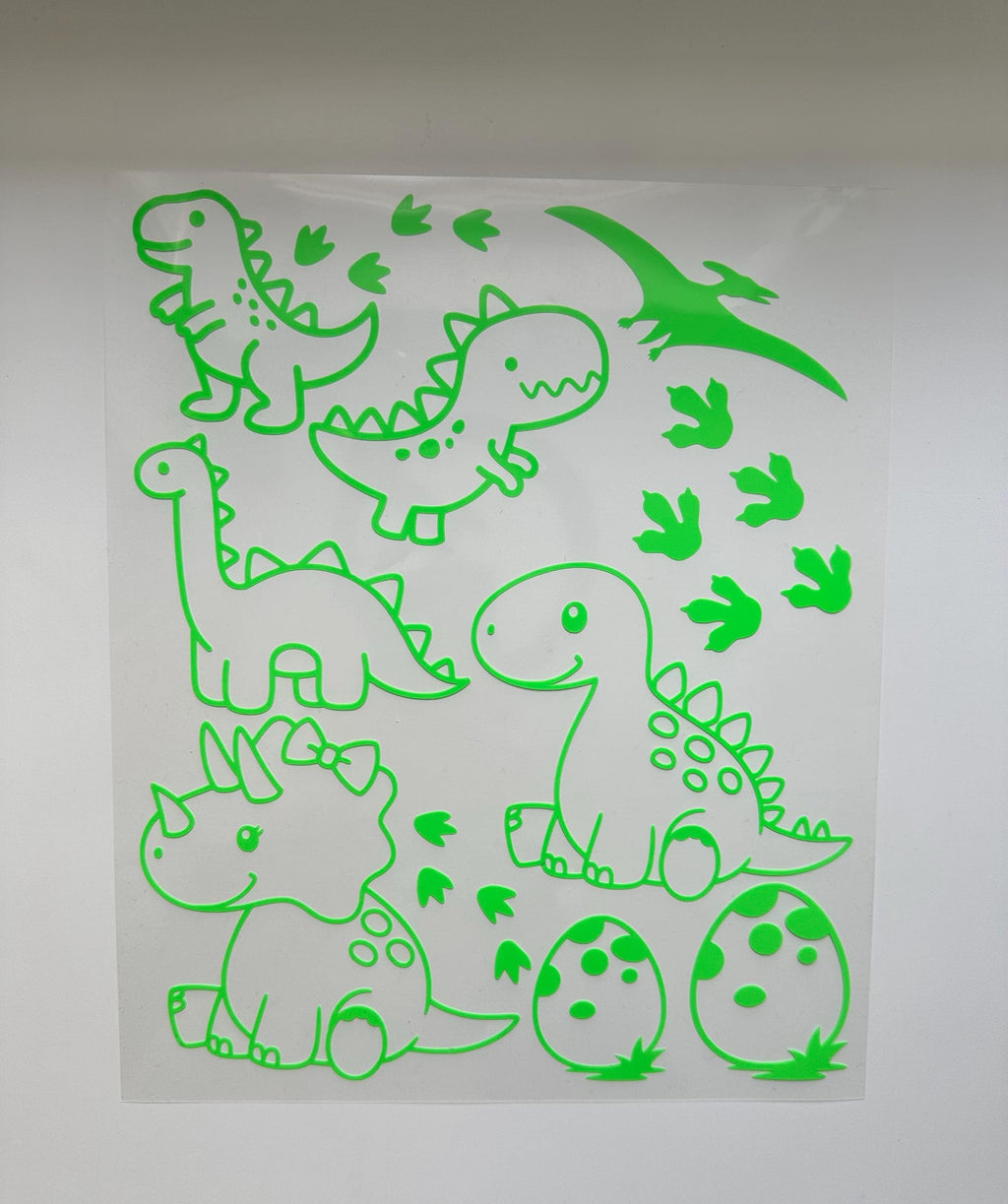Bügelbilder Dino Set | Dinosaurier | Neonfarben | Dino Bügelbild | Dino Spuren | Kindergeburtstag | Namen zum aufbügeln | Dino Party