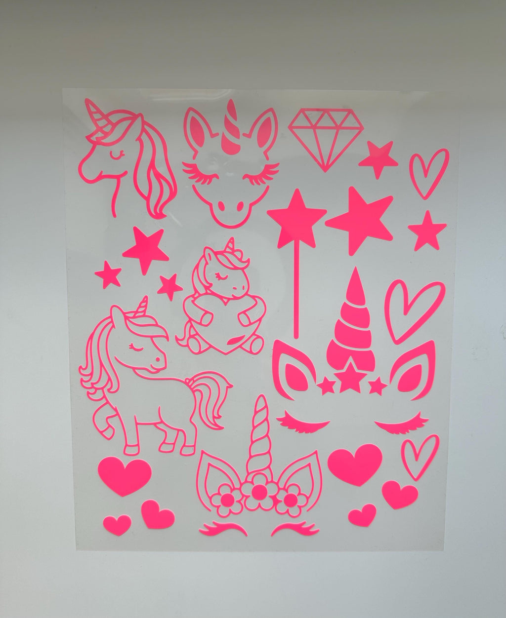 Bügelbilder Einhörner Set | Einhorn | Neonfarben | Einhorn Bügelbild | Zauberstab | Kindergeburtstag | Namen zum aufbügeln | Herzen