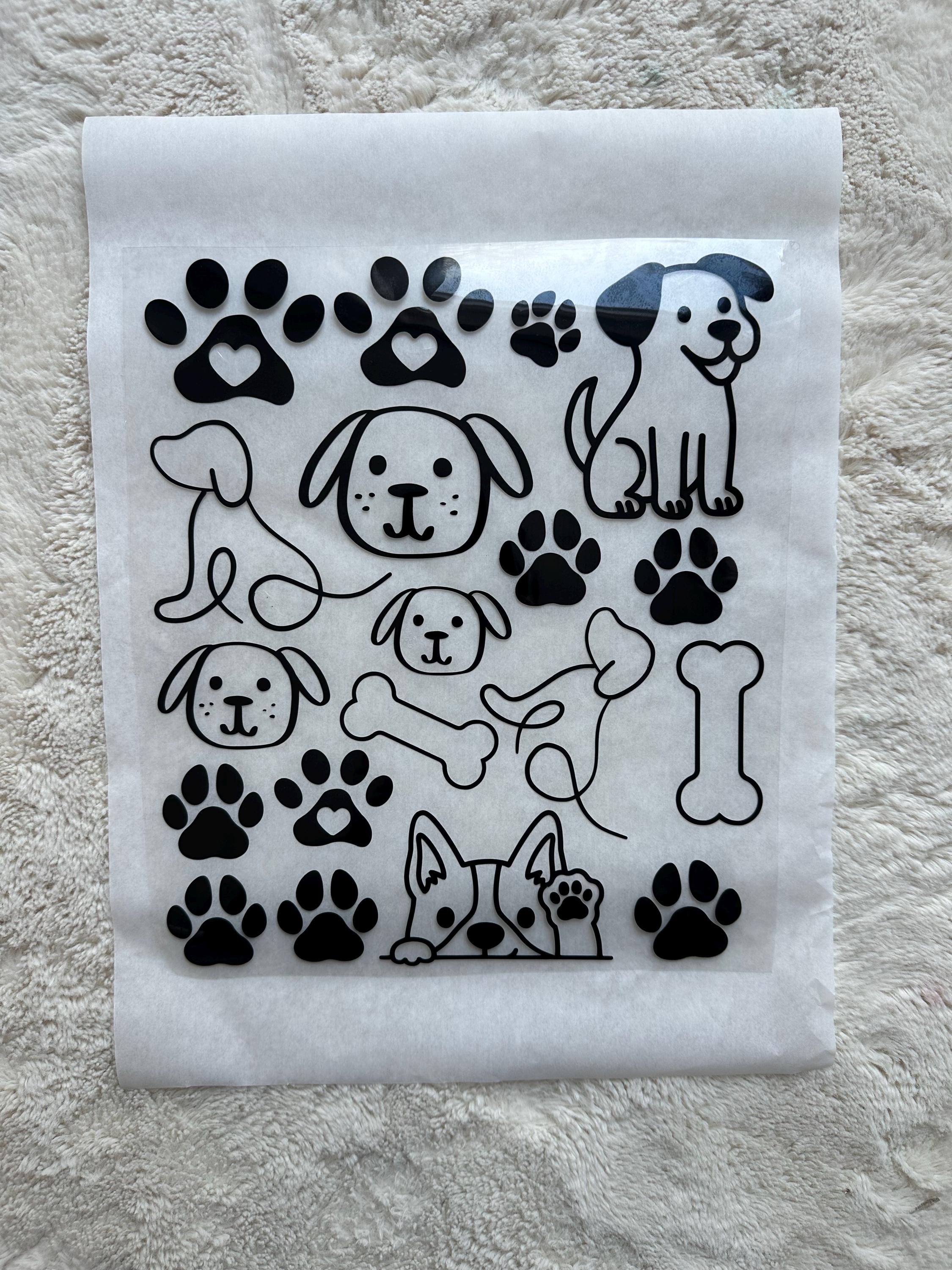 Bügelbilder Set Hunde | Hund | Neonfarben | Hund Bügelbild | Silouette | Dog Lover | Wunschtext / Namen zum aufbügeln | Pfote | Hundeknochen