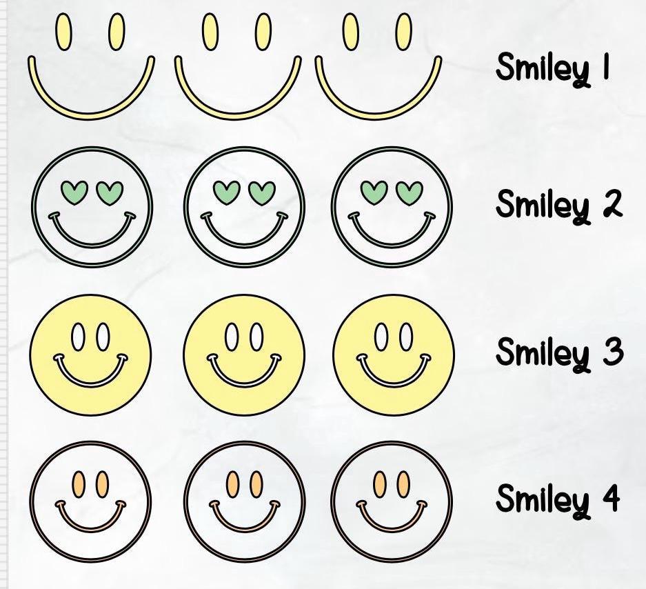 Bügelbilder SMILEY Neonfarben | Bügelbild | Bügelbilder Set | Wunschtext zum aufbügeln | verschiedene Farben | Smiley zum aufbügeln