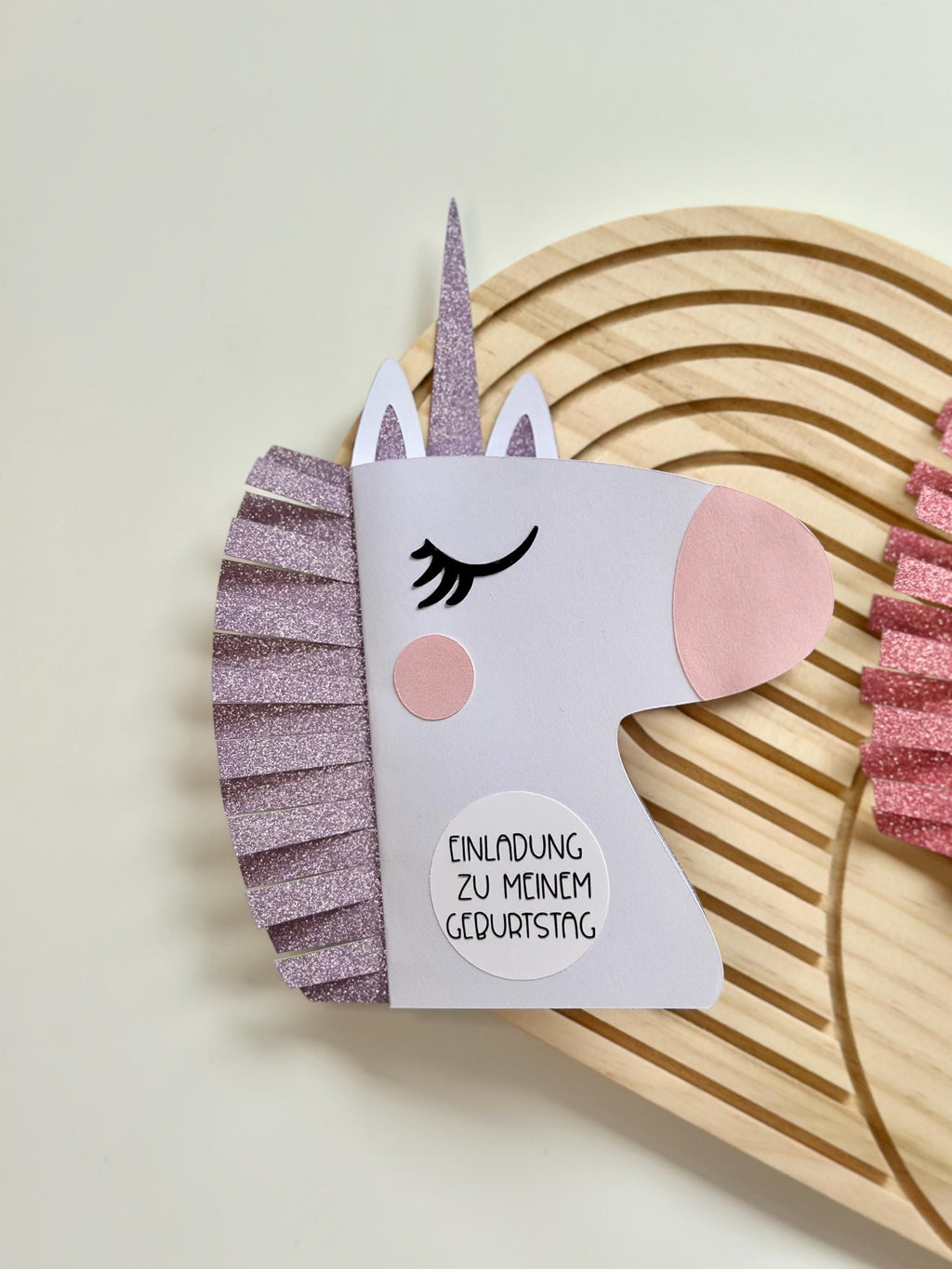 Einhorn Einladung Kindergeburtstag | DIY Bastelset oder fertig gebastelt | Einhorn Party | Einladung Mädchen | Einhorn Deko | Glitzer