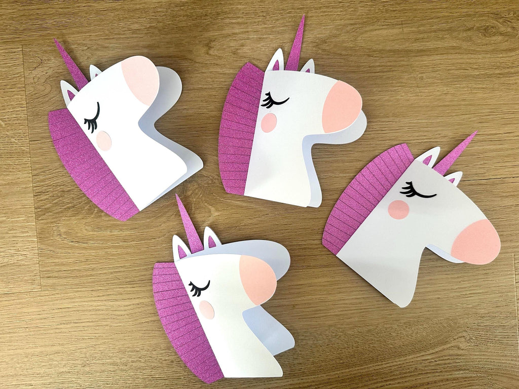 Einhorn Einladung Kindergeburtstag | DIY Bastelset oder fertig gebastelt | Einhorn Party | Einladung Mädchen | Einhorn Deko | Glitzer