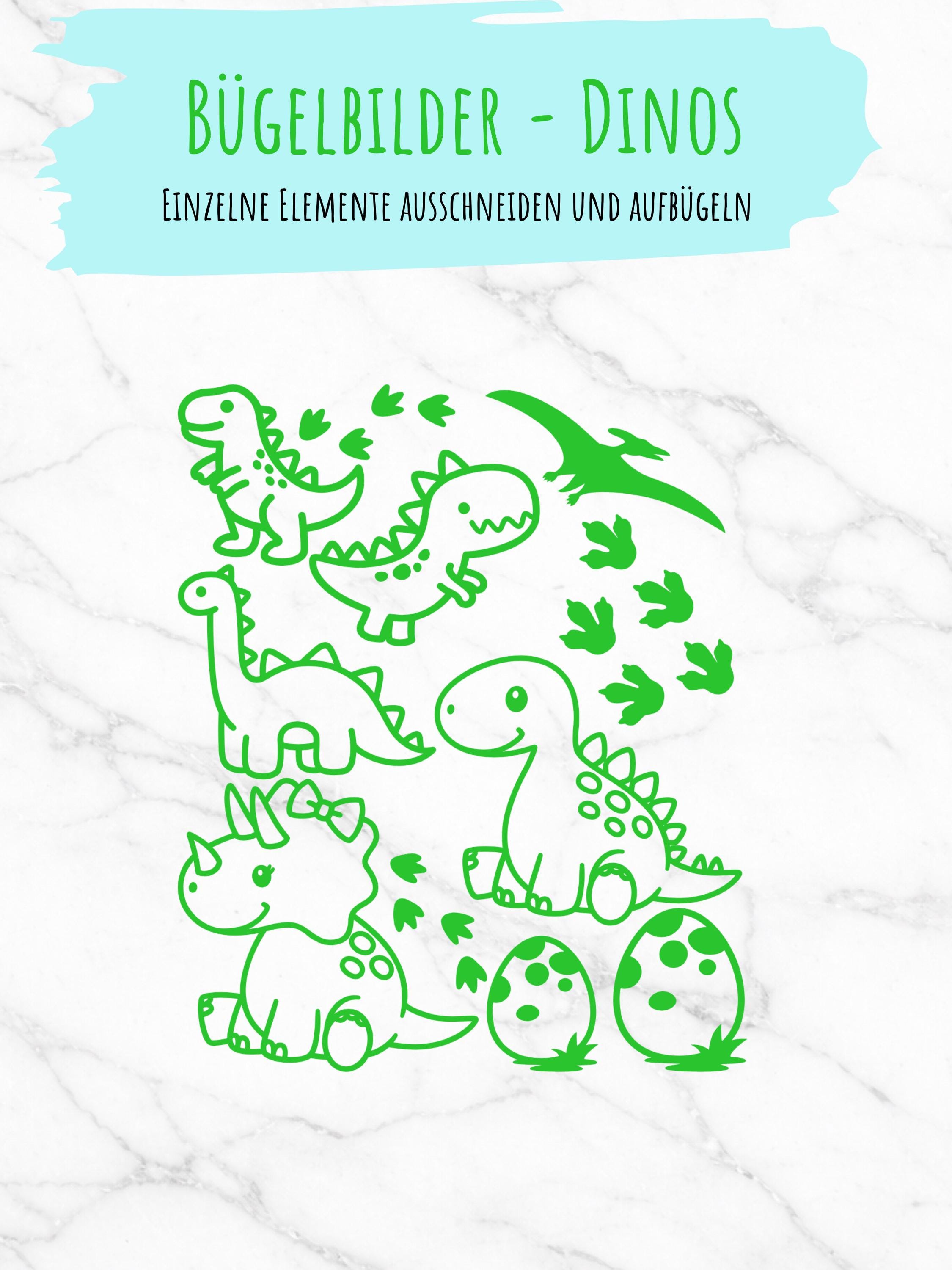 Bügelbilder Dino Set | Dinosaurier | Neonfarben | Dino Bügelbild | Dino Spuren | Kindergeburtstag | Namen zum aufbügeln | Dino Party