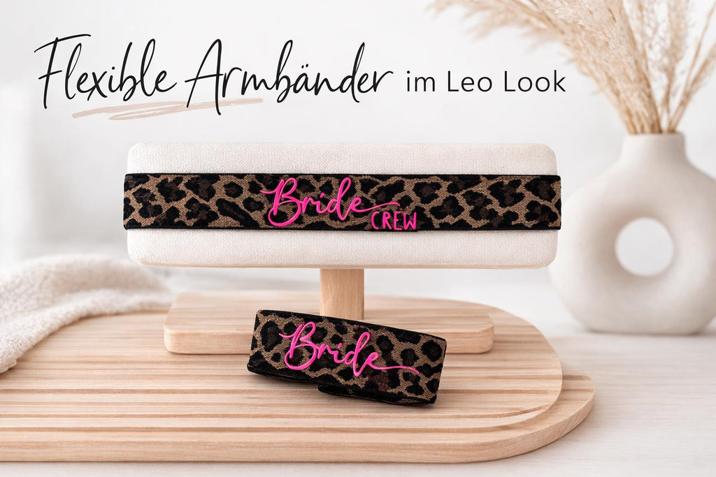 JGA Armband Leo | Braut | Bride | Bride Crew | Junggesellenabschied | JGA Accessoires | Girls Trip | Leopardenmuster | Neont Pink