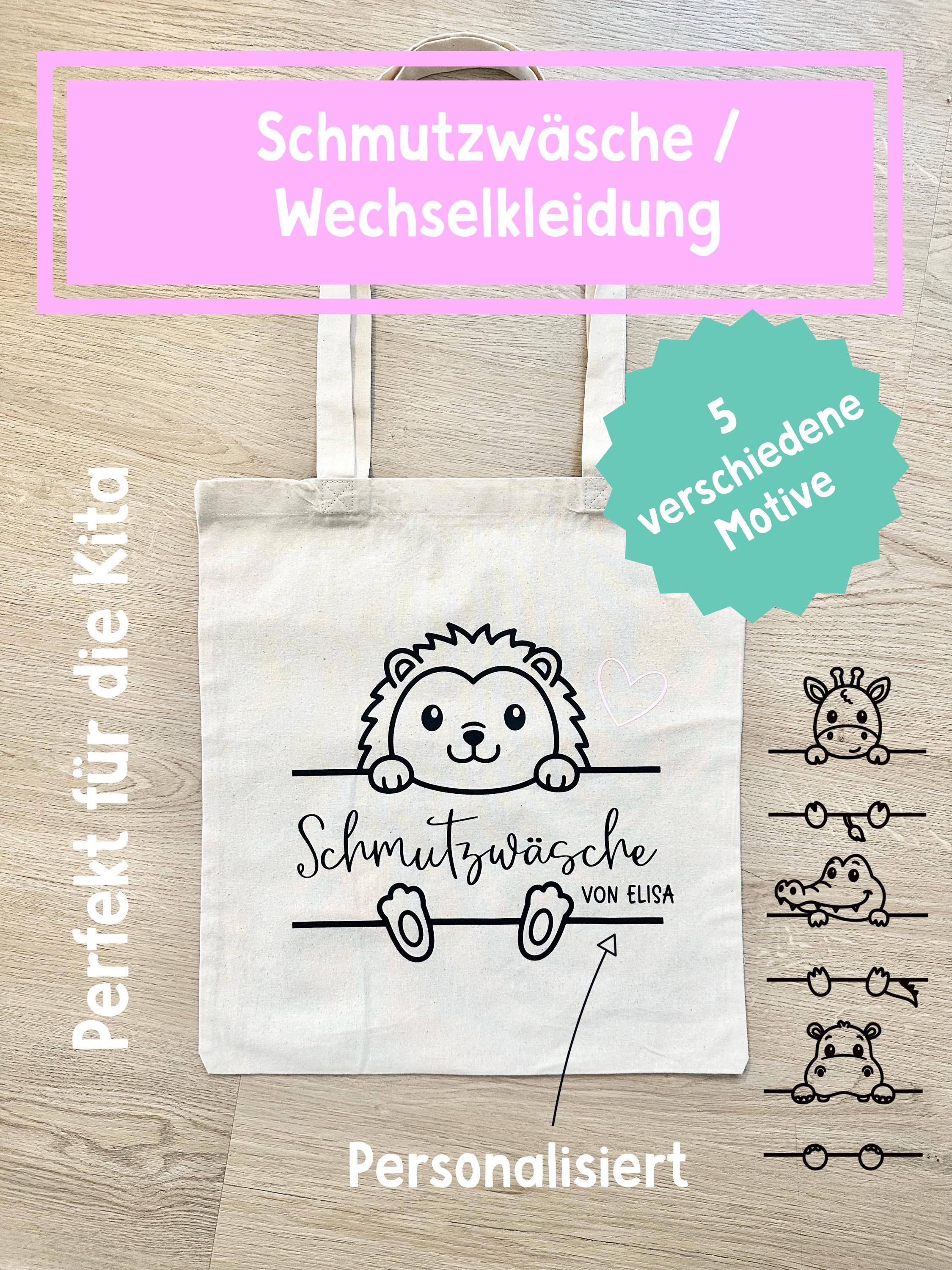 Personalisierte Kita Tasche – Schmutzwäsche & Wechselkleidung – Jutebeutel mit Namen – Kindergarten Geschenk