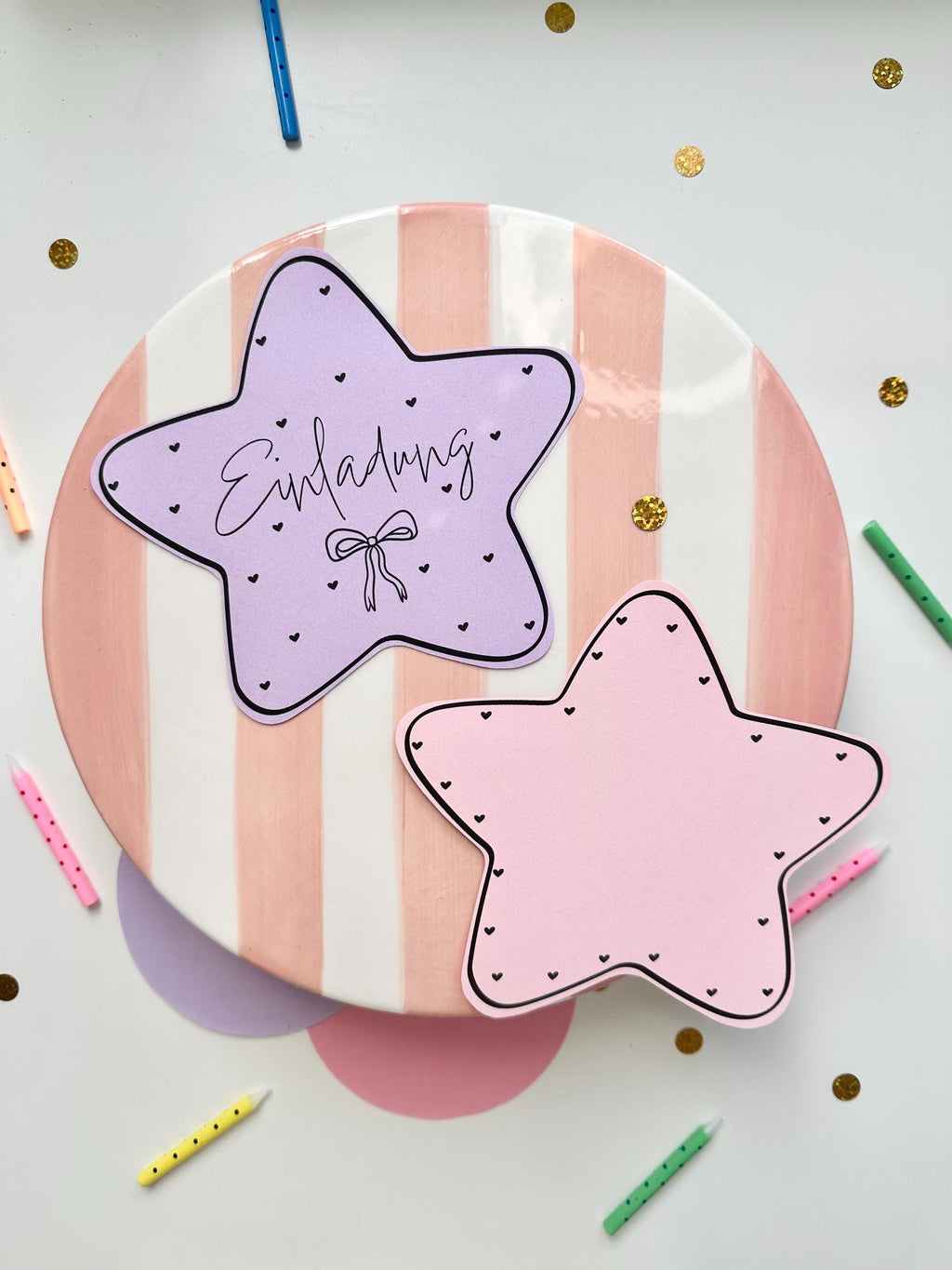 Einladung Kindergeburtstag Mädchen Stern Zauberstab – DIY Bastelvorlage zum Ausdrucken | Einladungskarte PDF