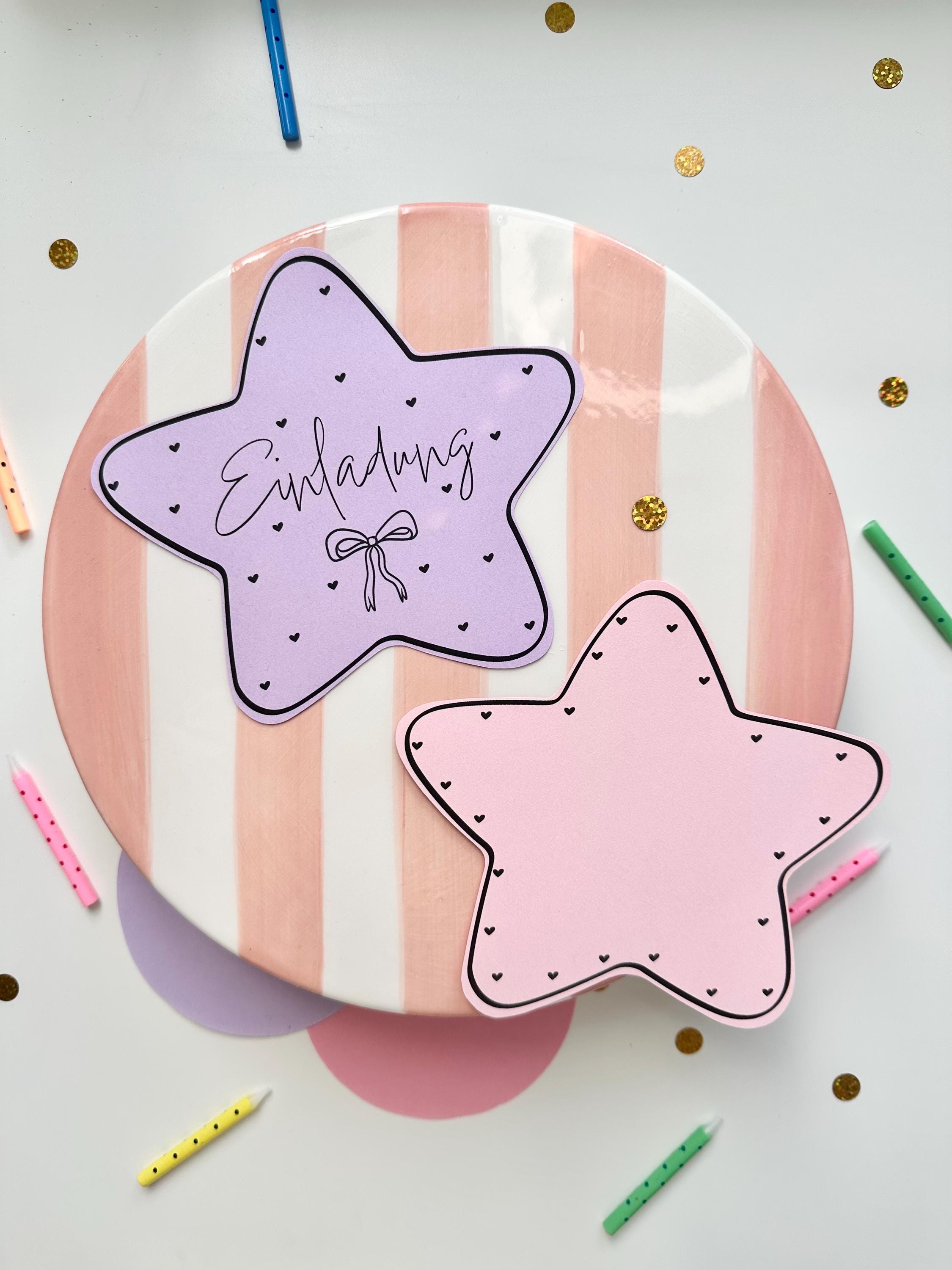 Einladung Kindergeburtstag Mädchen Stern Zauberstab – DIY Bastelvorlage zum Ausdrucken | Einladungskarte PDF