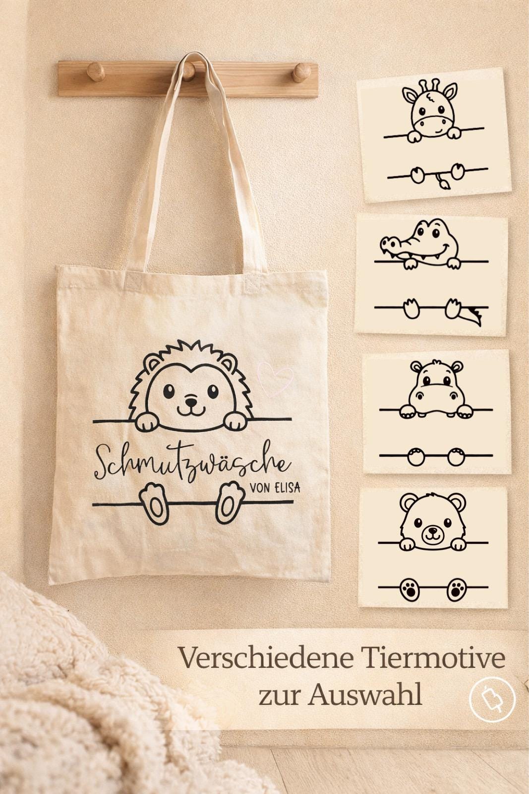 Personalisierte Kita Tasche – Schmutzwäsche & Wechselkleidung – Jutebeutel mit Namen – Kindergarten Geschenk