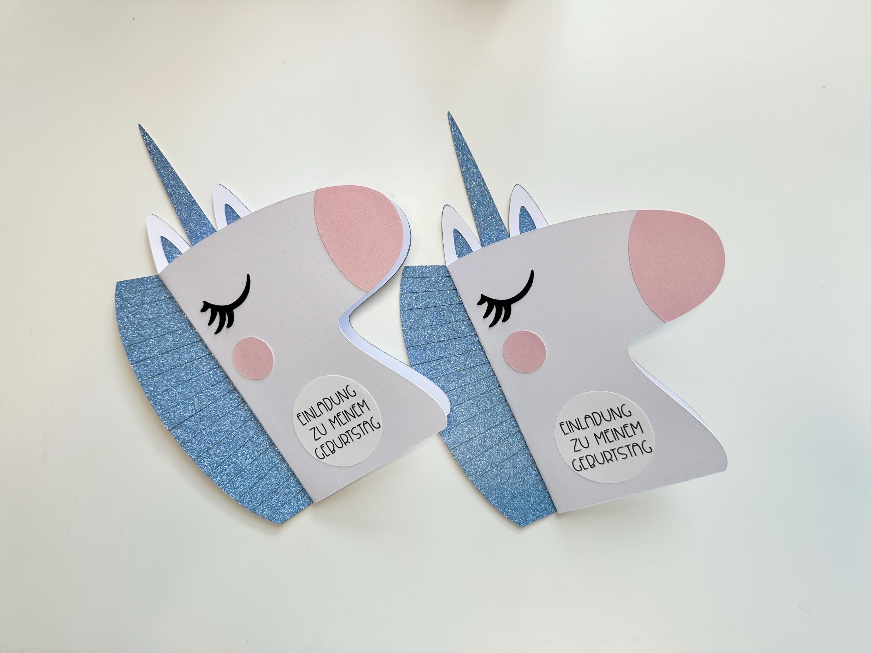 Einhorn Einladung Kindergeburtstag | DIY Bastelset oder fertig gebastelt | Einhorn Party | Einladung Mädchen | Einhorn Deko | Glitzer