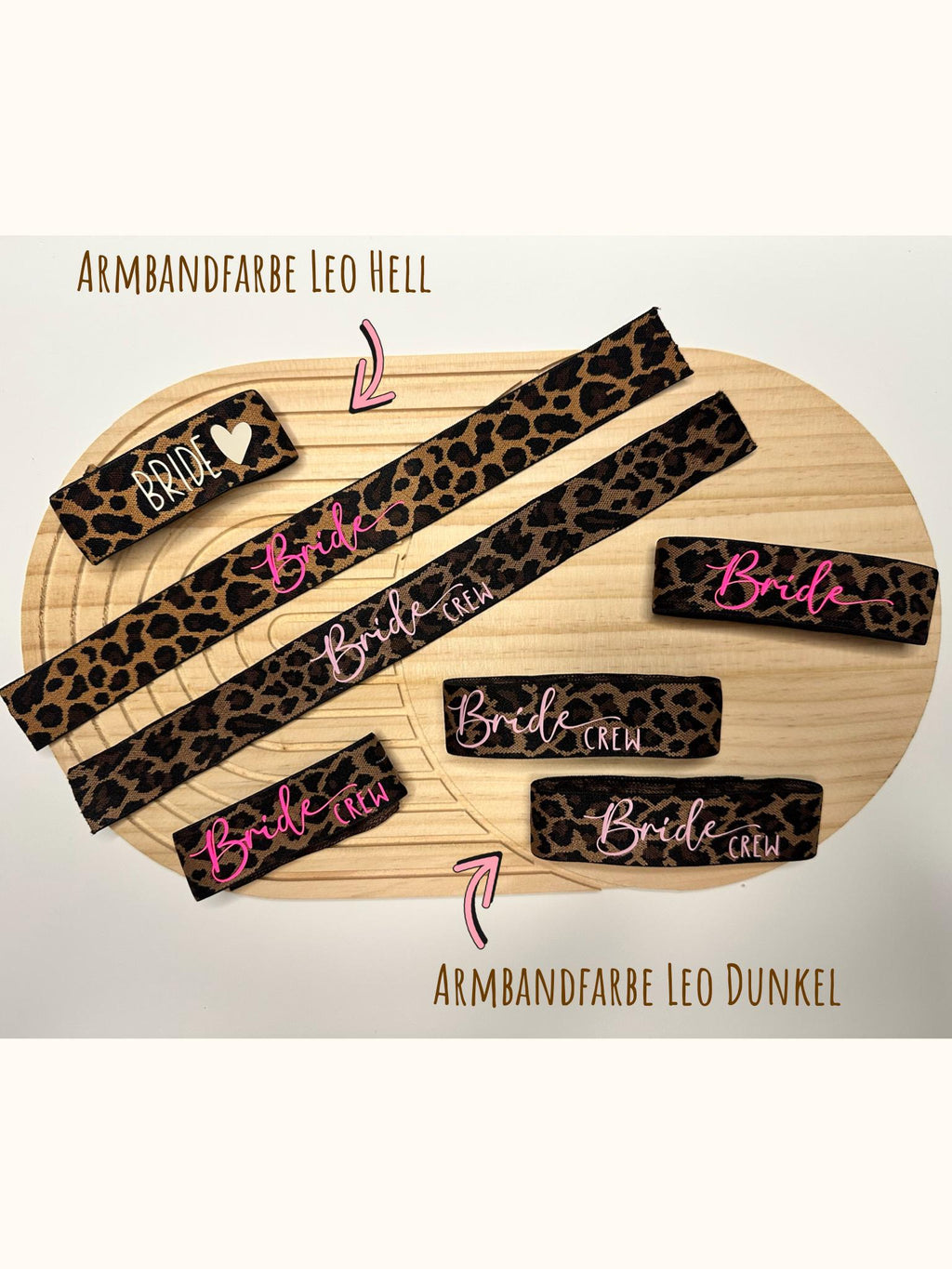 JGA Armband Leo | Braut | Bride | Bride Crew | Junggesellenabschied | JGA Accessoires | Girls Trip | Leopardenmuster | Neont Pink