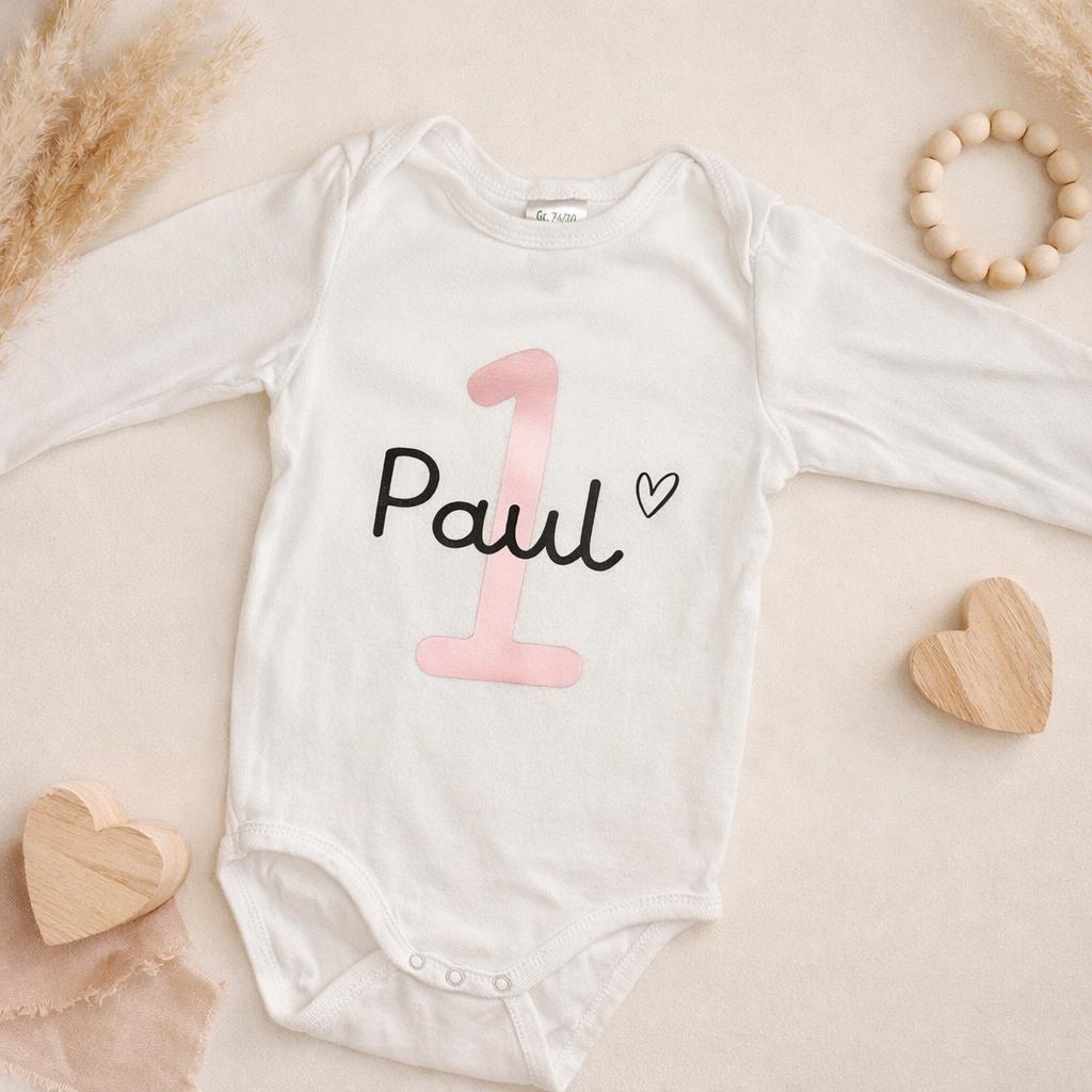 Bügelbild Geburtstag | Kindergeburtstag | Rosé Gold | Zahl zum aufbügeln | Erster Geburtstag | Zahl und Name | Bügelbilder Kinder | Tshirt