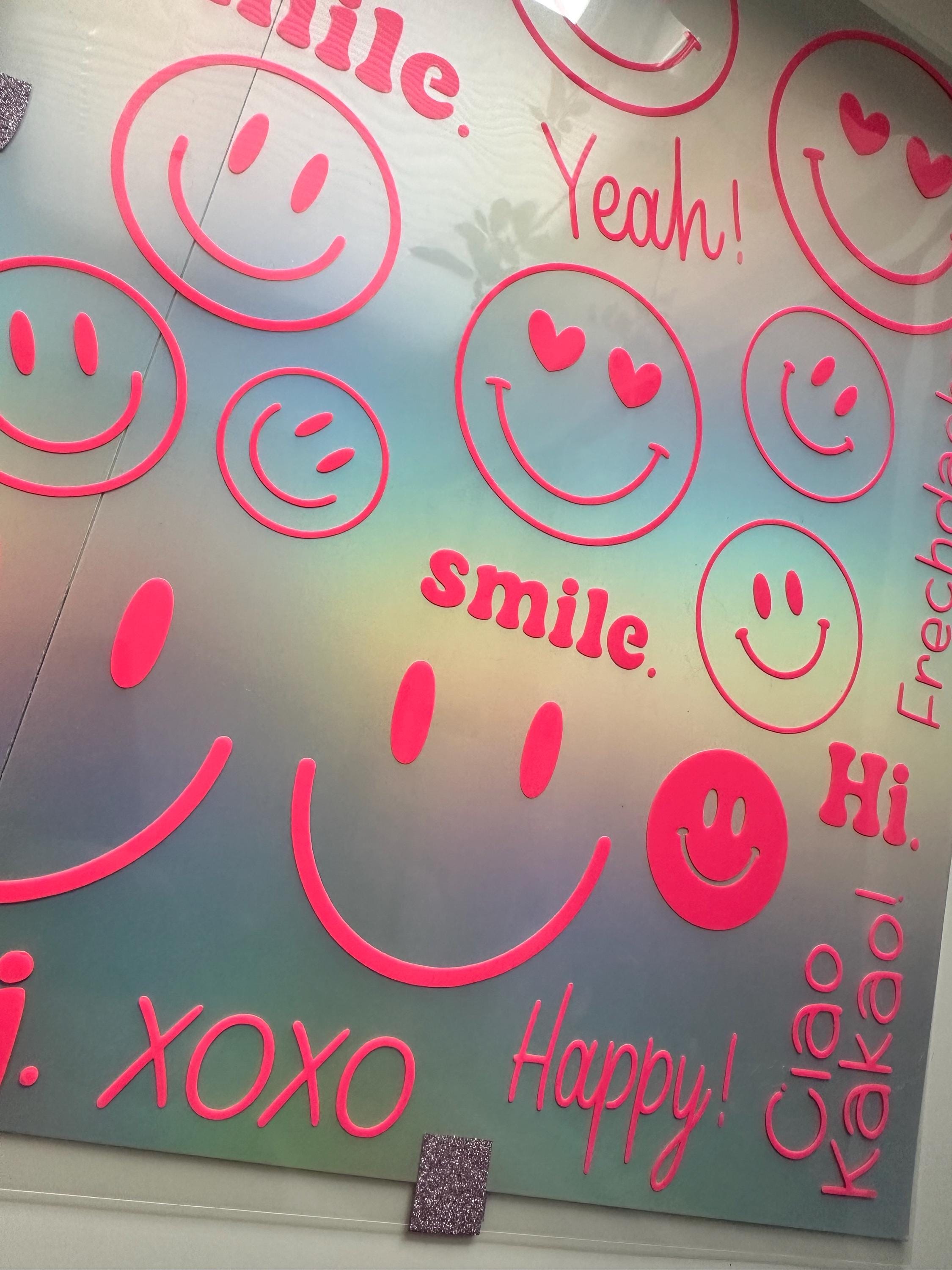 Bügelbilder SMILEY Neonfarben | Bügelbild | Bügelbilder Set | Wunschtext zum aufbügeln | verschiedene Farben | Smiley zum aufbügeln
