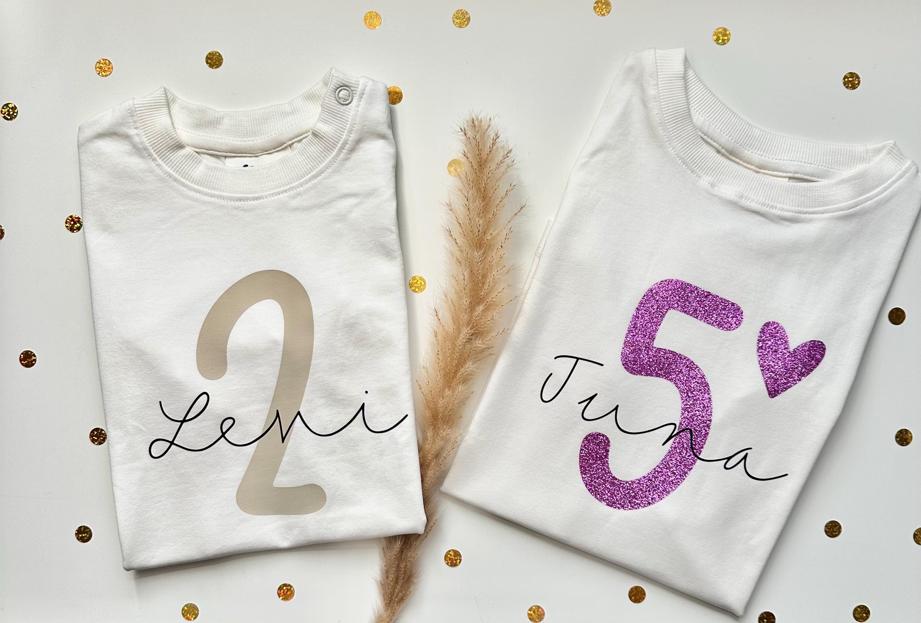 Bügelbild Geburtstag | Kindergeburtstag | Plotterbild | Zahl zum aufbügeln | Geburtstags Shirt | Erster Geburtstag | Zahl und Name | beige