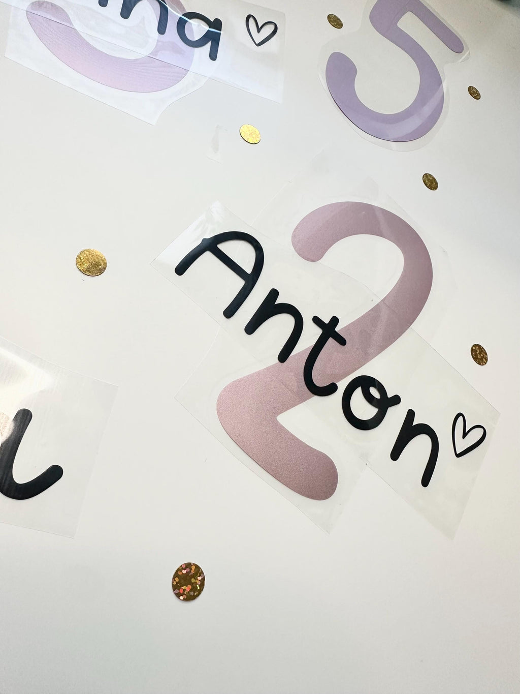 Bügelbild Geburtstag | Kindergeburtstag | Rosé Gold | Zahl zum aufbügeln | Erster Geburtstag | Zahl und Name | Bügelbilder Kinder | Tshirt
