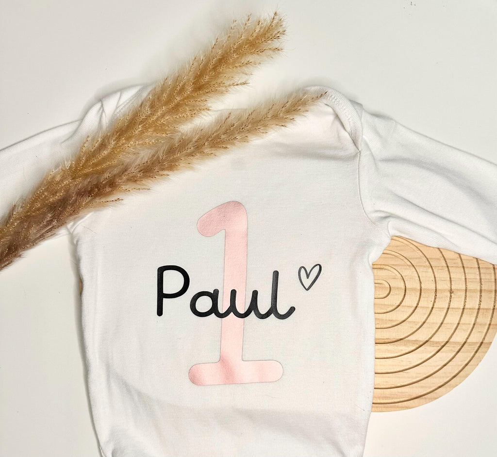 Bügelbild Geburtstag | Kindergeburtstag | Rosé Gold | Zahl zum aufbügeln | Erster Geburtstag | Zahl und Name | Bügelbilder Kinder | Tshirt