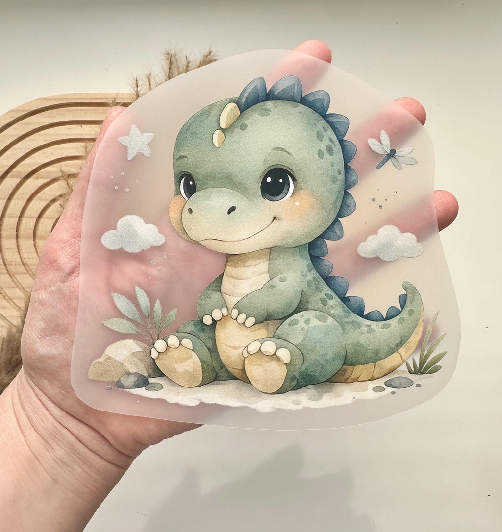 Bügelbild Dino Kinder | zum aufbügeln | Bügelpatch | personalisiert mit Name | Süßes Tier Motiv | Patches | Aquarell | Boho | Geschenkidee