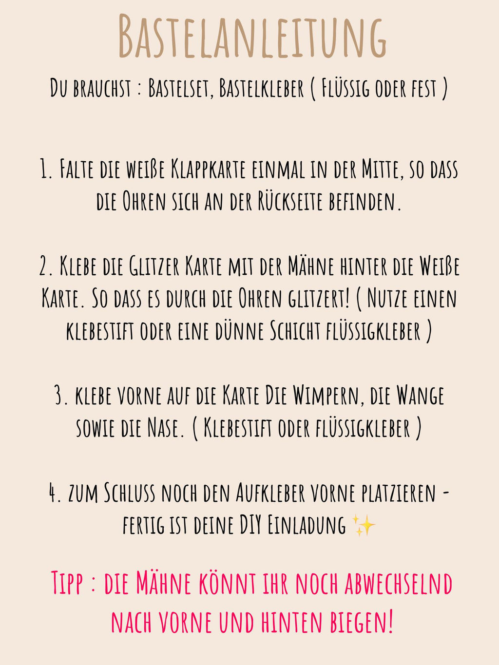 Einhorn Einladung Kindergeburtstag | DIY Bastelset oder fertig gebastelt | Einhorn Party | Einladung Mädchen | Einhorn Deko | Glitzer
