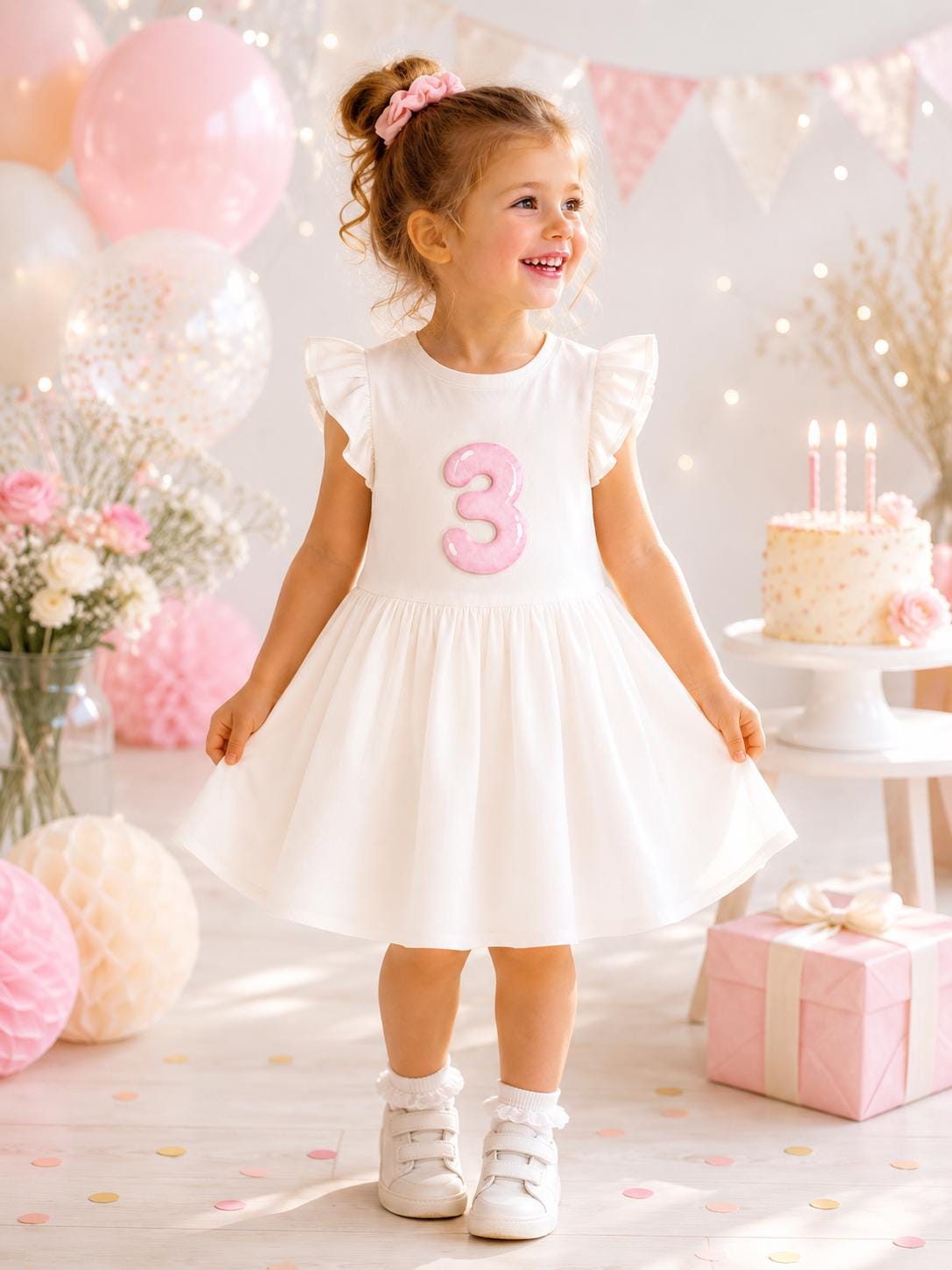 Bügelbild Geburtstag Rosa | Kindergeburtstag | Bügelbilder Kinder | Zahl mit Name zum aufbügeln | Geburtstags Shirt | Erster Geburtstag