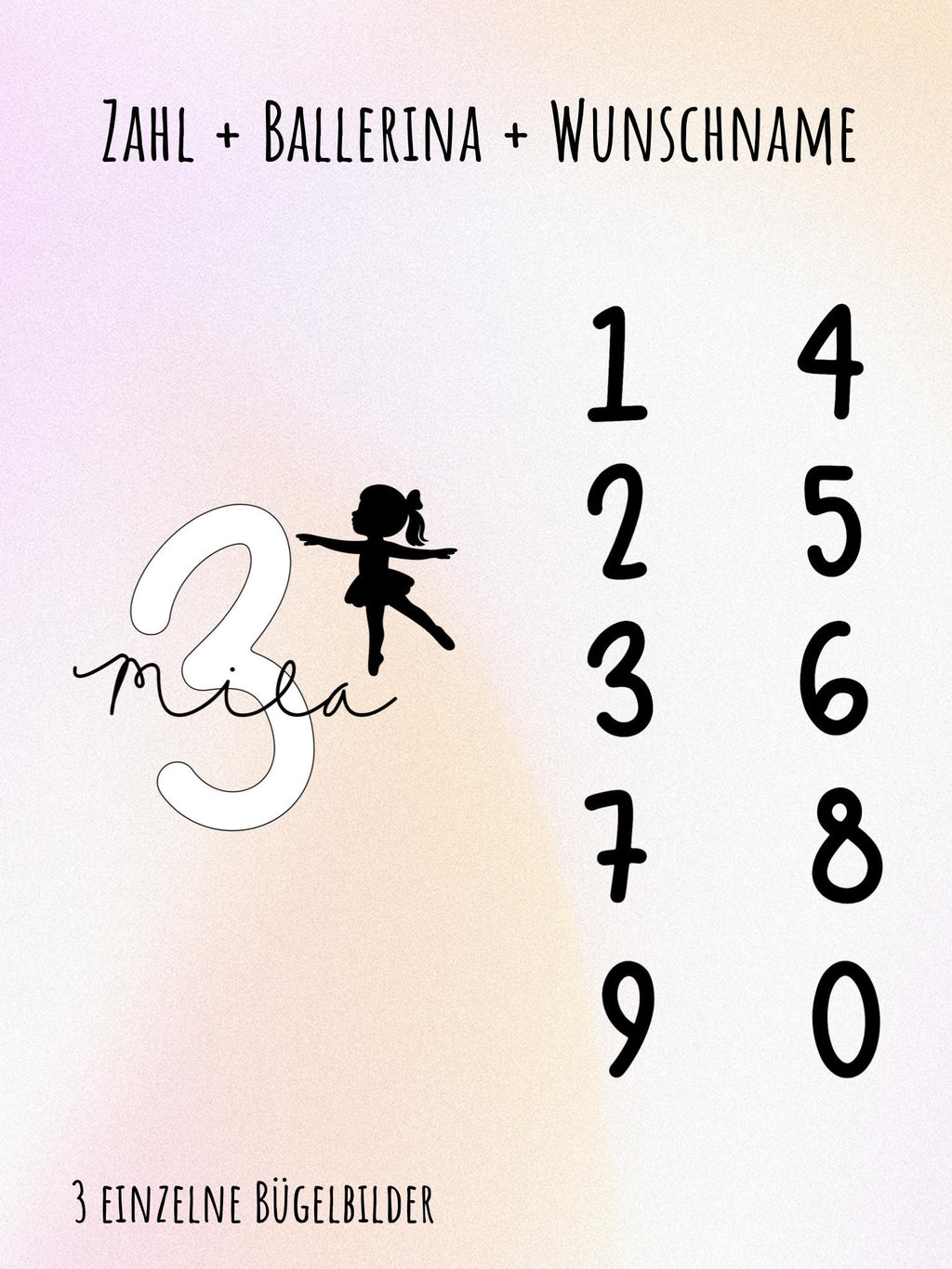 Bügelbild Geburtstag Ballerina | Kindergeburtstag | Bügelbilder Kinder | Zahl mit Name zum aufbügeln | Geburtstags Shirt | Erster Geburtstag