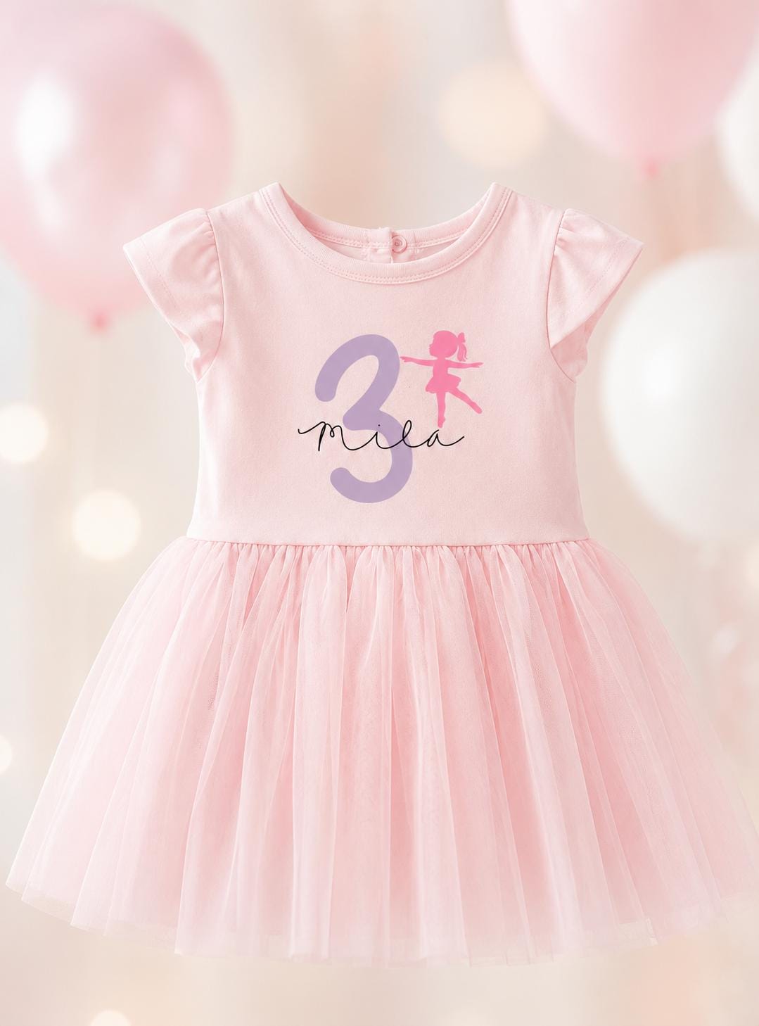 Bügelbild Geburtstag Ballerina | Kindergeburtstag | Bügelbilder Kinder | Zahl mit Name zum aufbügeln | Geburtstags Shirt | Erster Geburtstag