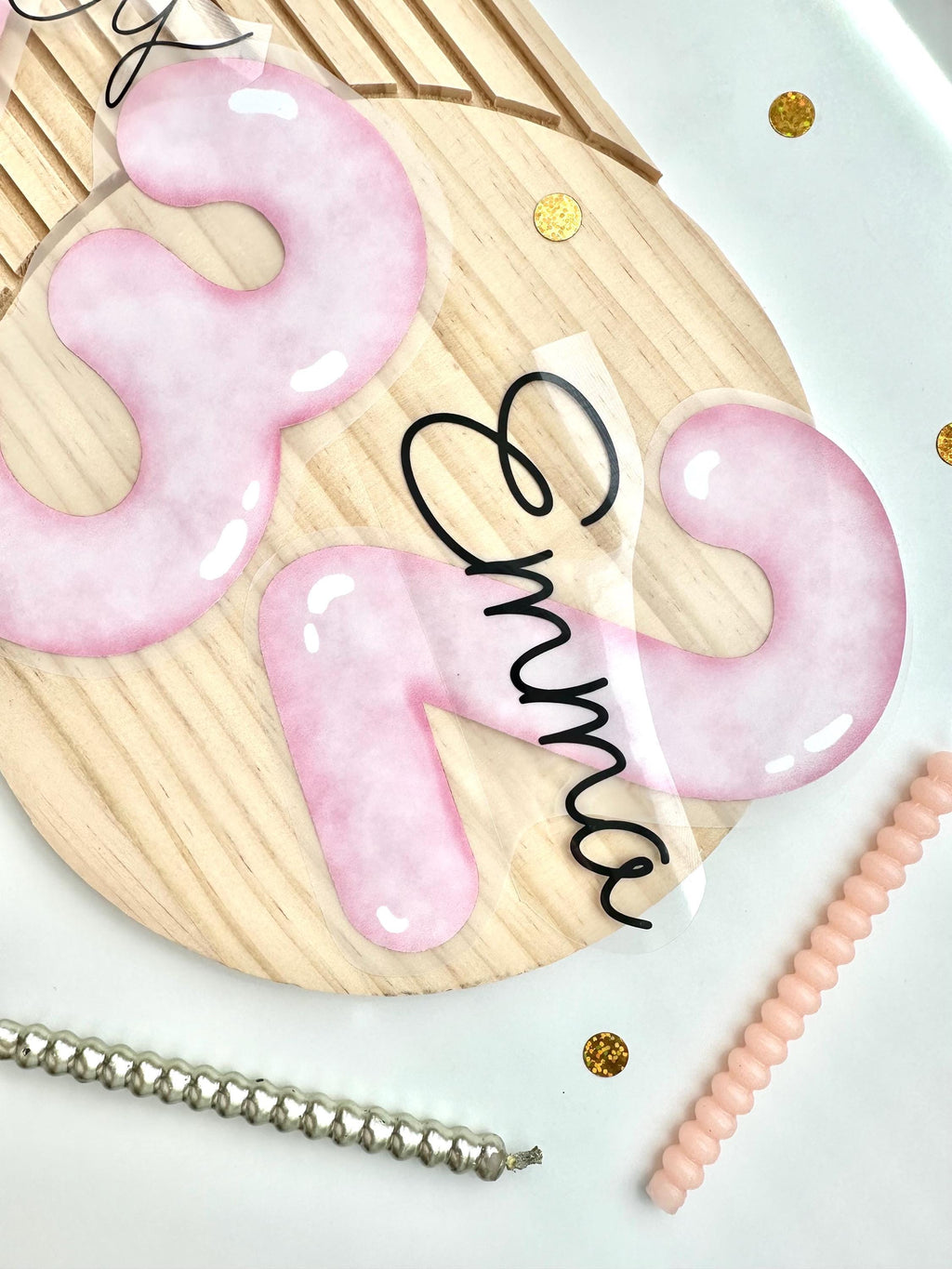 Bügelbild Geburtstag Rosa | Kindergeburtstag | Bügelbilder Kinder | Zahl mit Name zum aufbügeln | Geburtstags Shirt | Erster Geburtstag