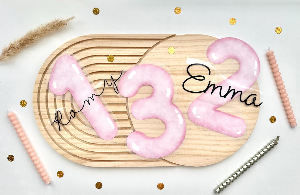 Bügelbild Geburtstag Rosa | Kindergeburtstag | Bügelbilder Kinder | Zahl mit Name zum aufbügeln | Geburtstags Shirt | Erster Geburtstag