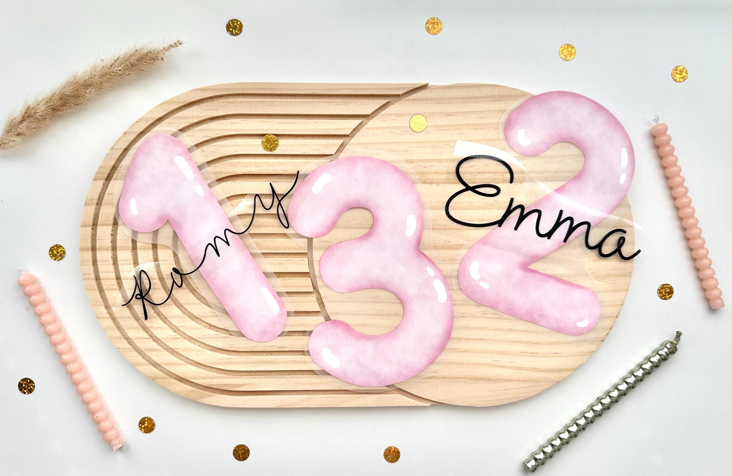 Bügelbild Geburtstag Rosa | Kindergeburtstag | Bügelbilder Kinder | Zahl mit Name zum aufbügeln | Geburtstags Shirt | Erster Geburtstag