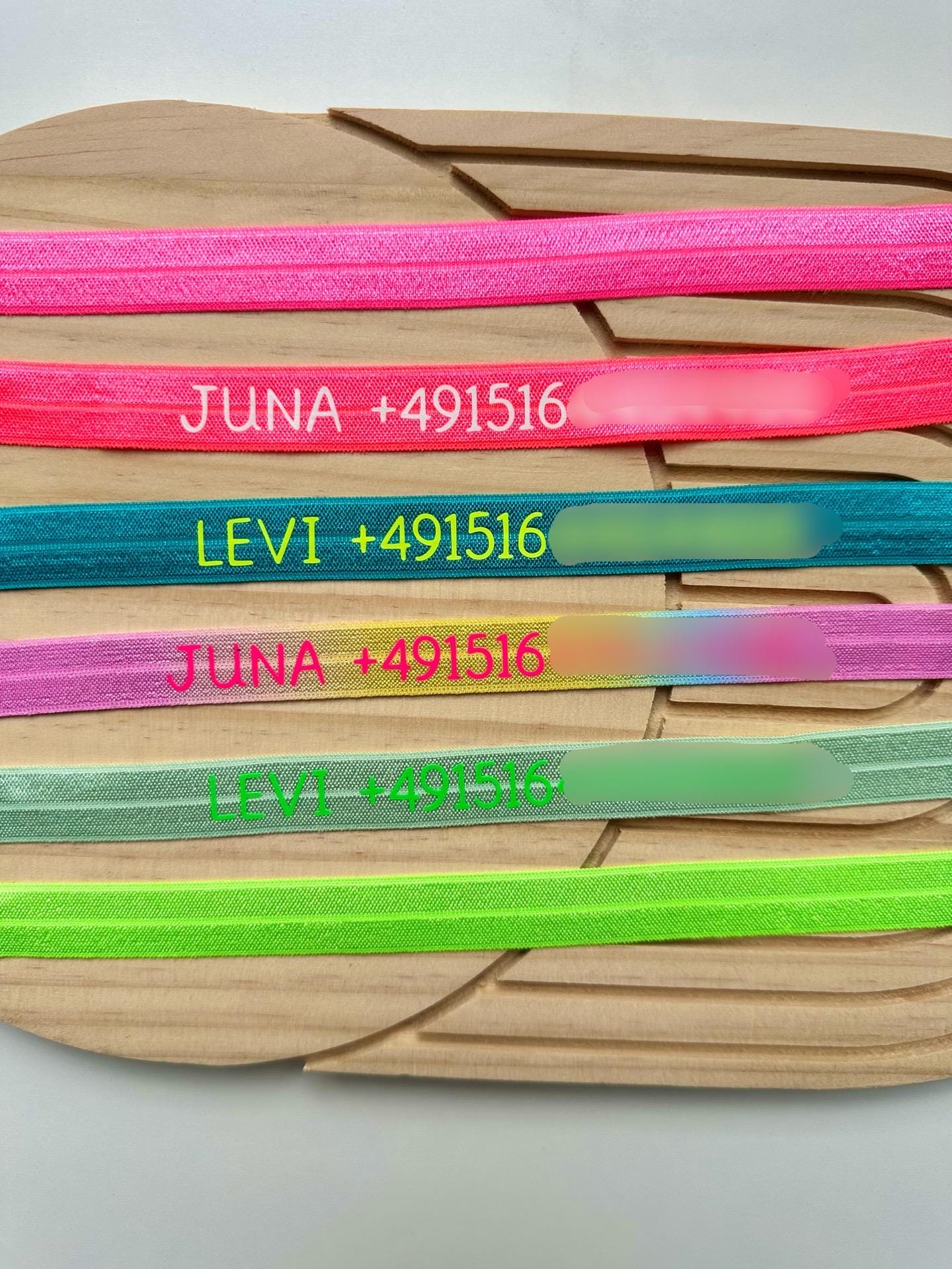 Armband mit Telefonnummer | personalisiert | SOS Armband | Notfall Armband Kind | Armband mit Name | Handynummer | Urlaubsarmband | Kita