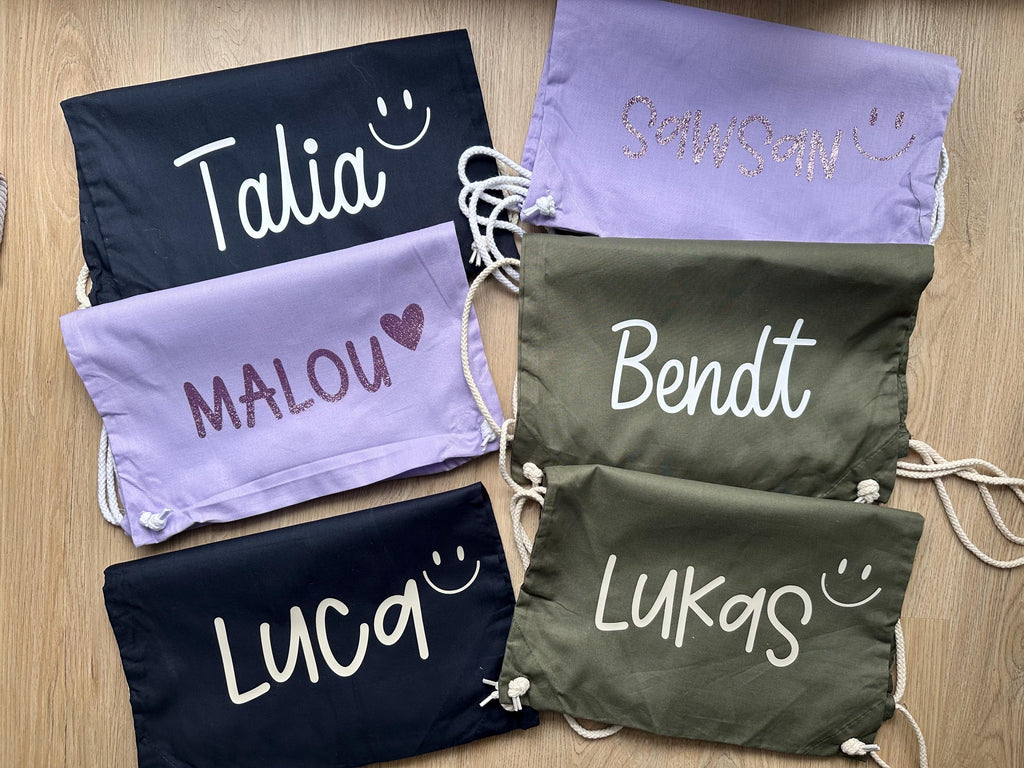 Turnbeutel mit Name | Kinder | personalisiert | Wechselsachen | Sportbeutel | Rucksack | Beutel mit Wunschtext | verschiedene Farben
