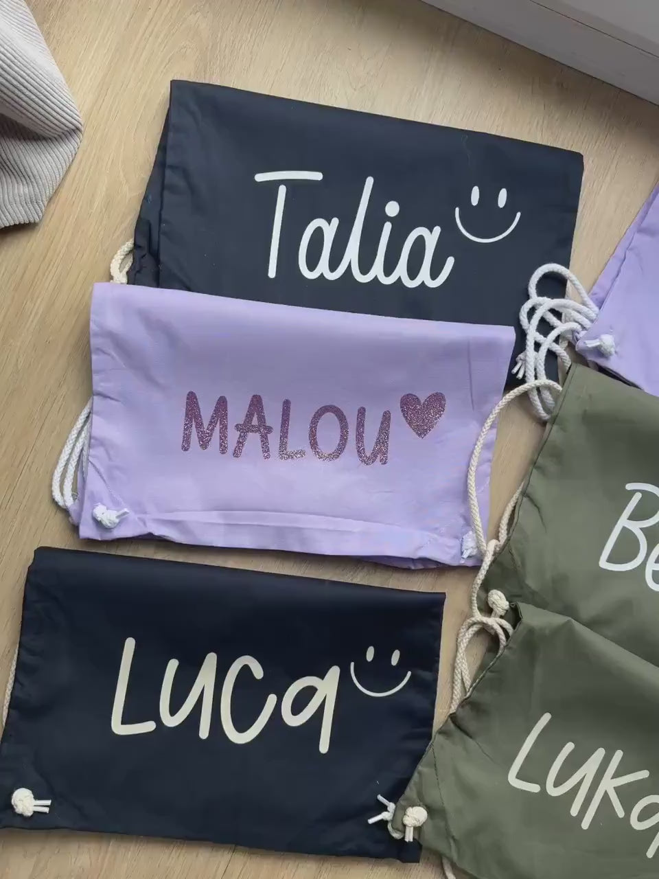 Turnbeutel mit Name | Kinder | personalisiert | Wechselsachen | Sportbeutel | Rucksack | Beutel mit Wunschtext | verschiedene Farben